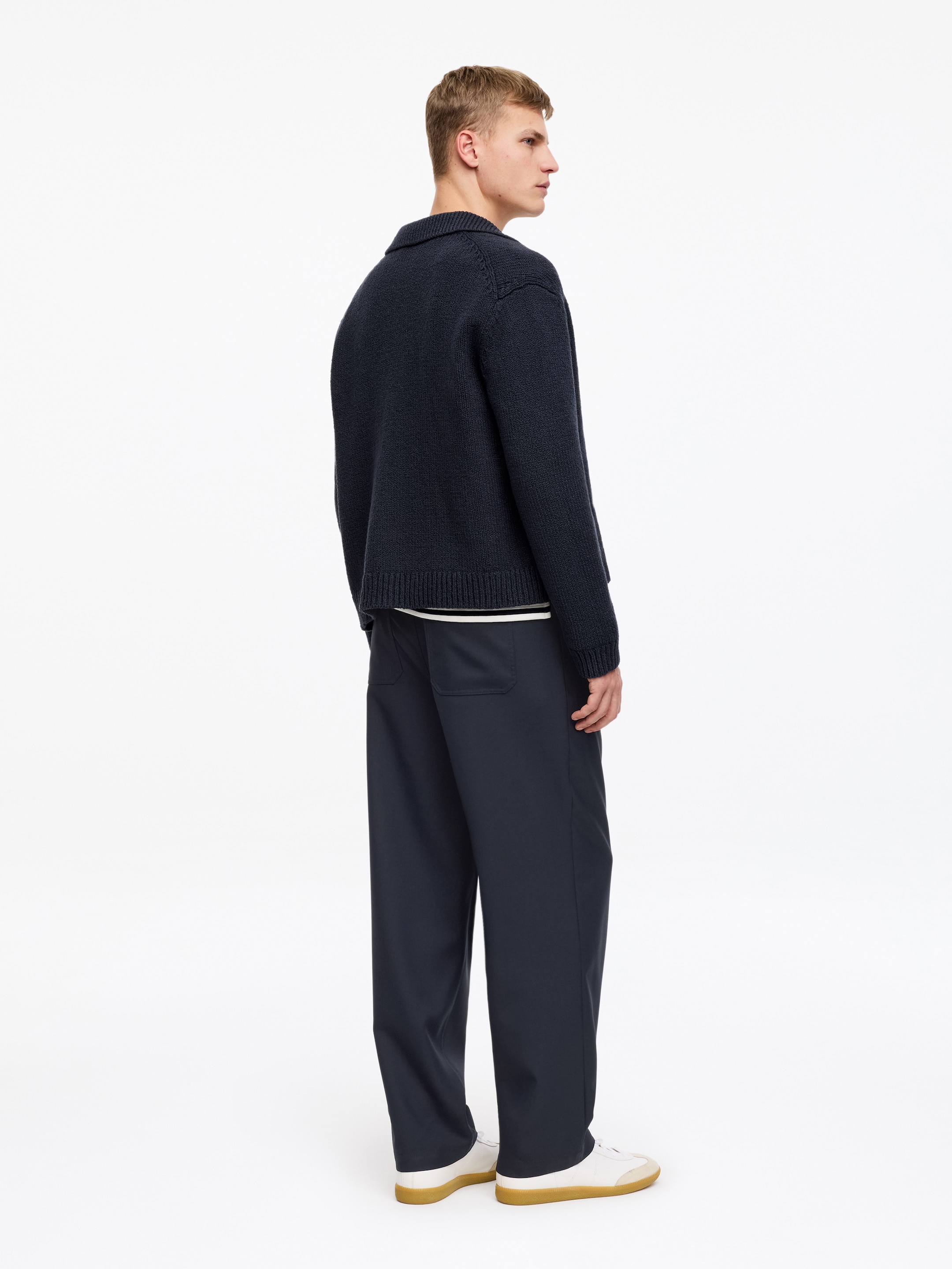 Byxor i ullblandning - Mörkblå - Loose fit - Men - StillMedia/Lookbook - 3