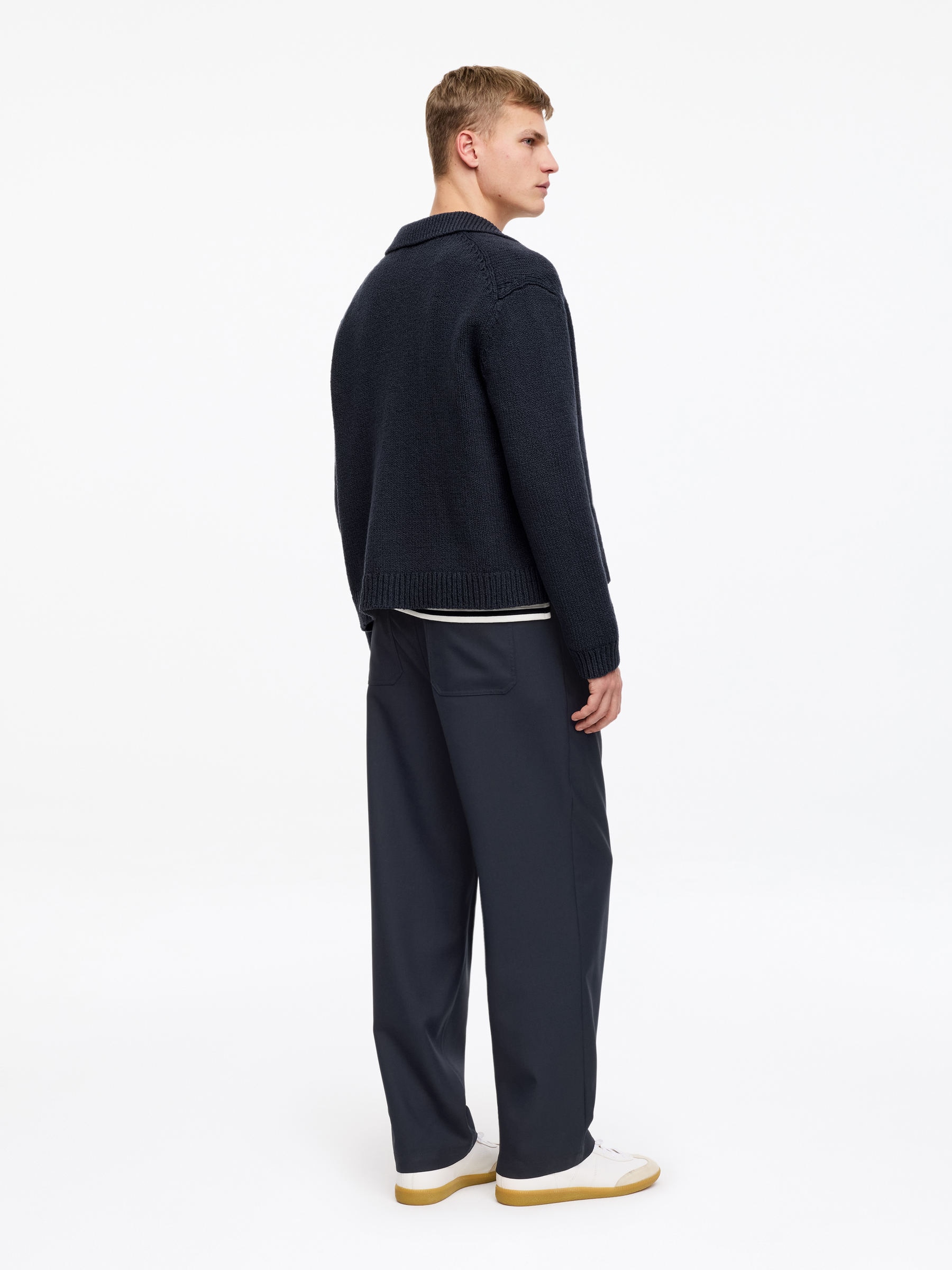 Relaxed Wool Blend Trousers - Dark Blue - Loose fit - Men - StillMedia/Lookbook - 3