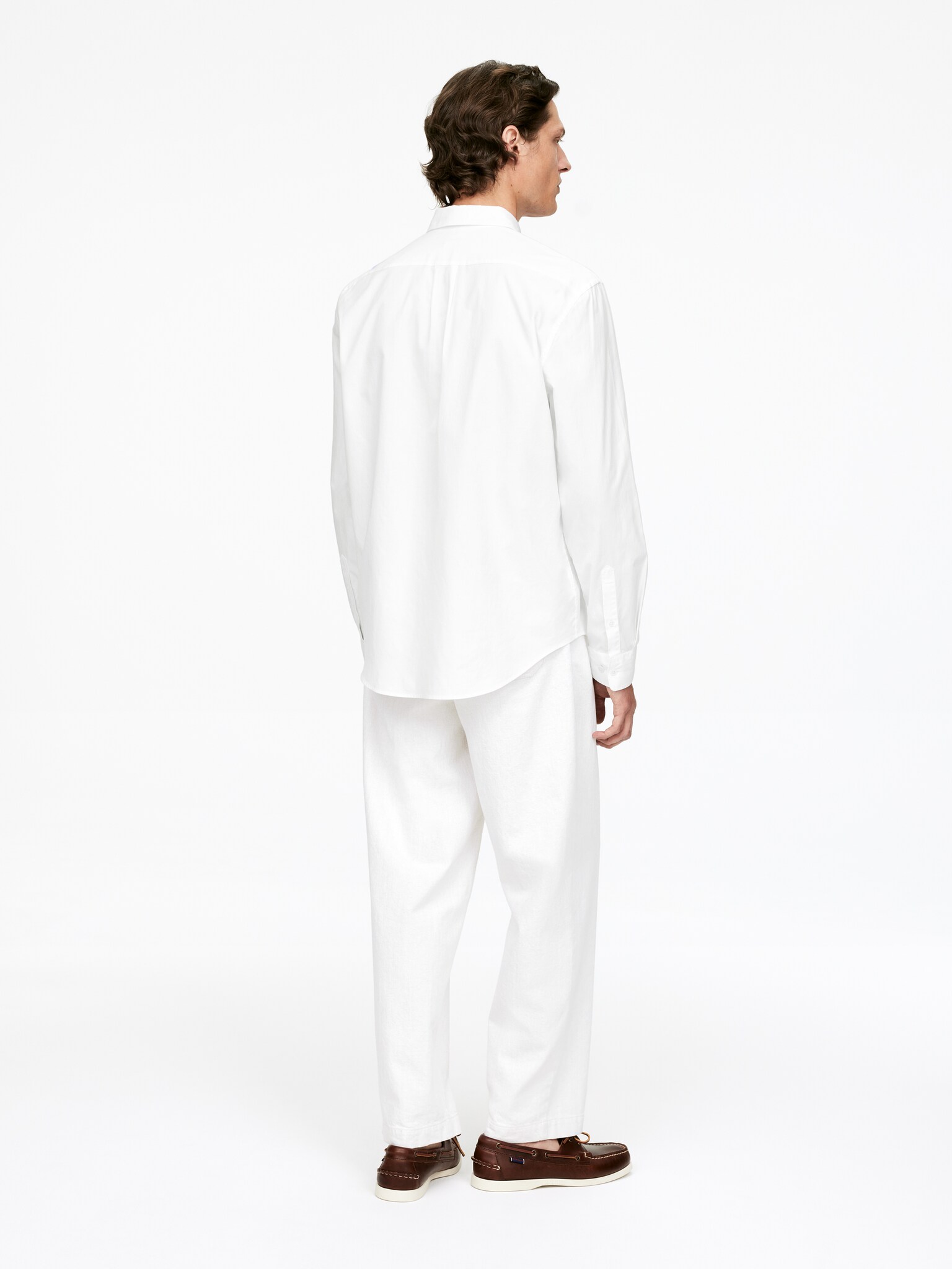 Popeline button-down overhemd - Wit/Donkerblauw - 5