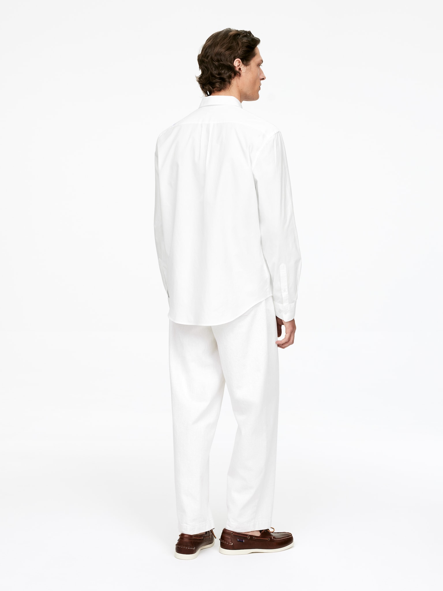 Button-Down Poplin Shirt - White/Dark Blue - 6