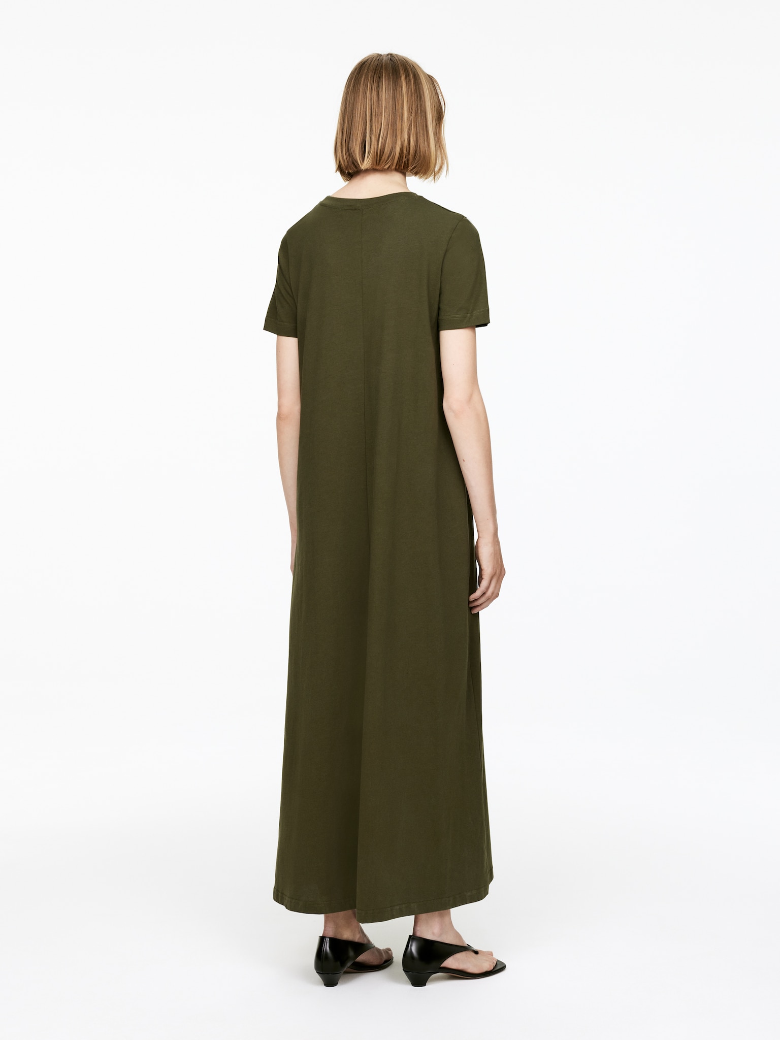 Robe T-shirt longue - Vert kaki/Bleu - 3