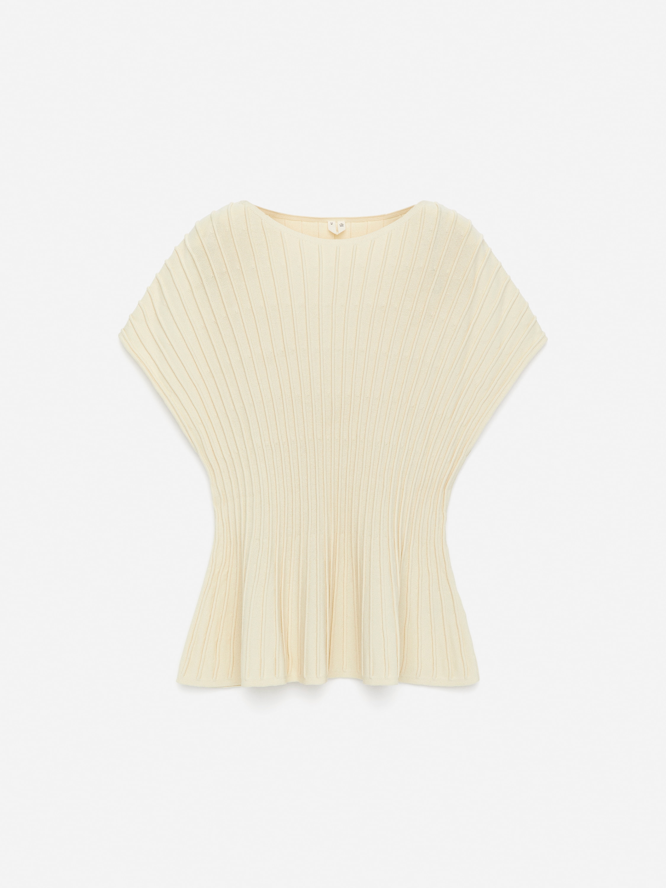 Jemně pletený top s peplum lemem - Off White