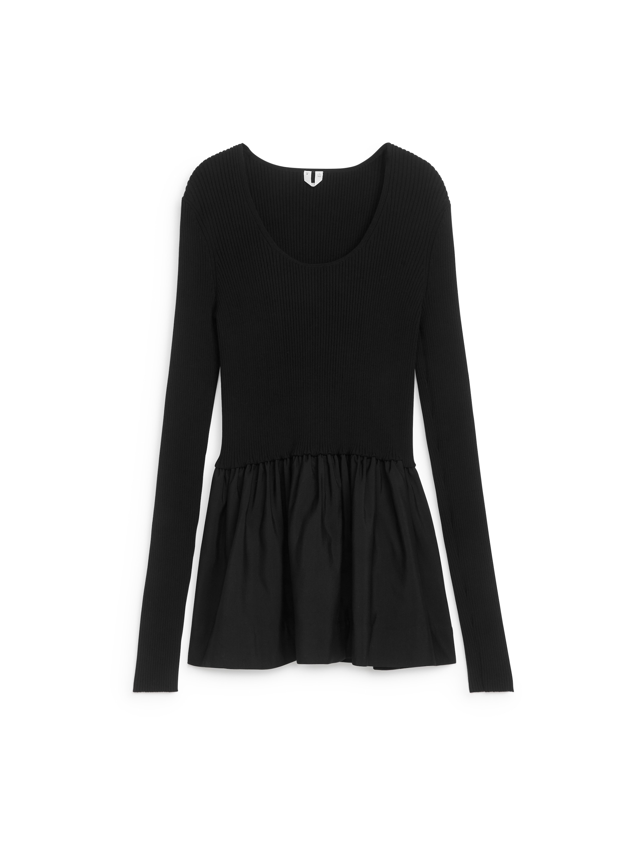 Maglia a coste con arricciatura-#1a1a19-12824