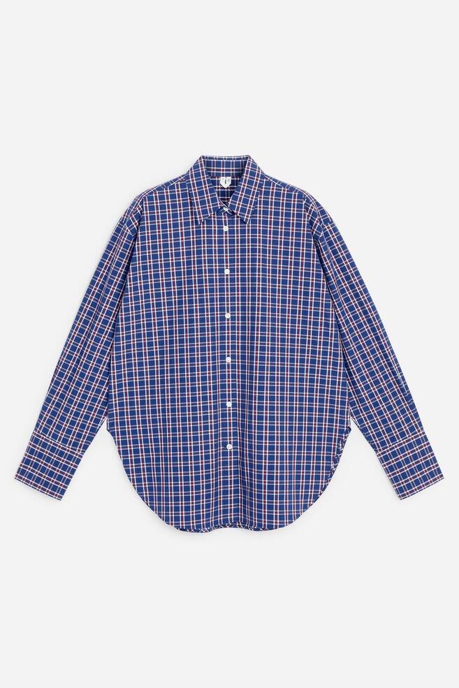Camicia in popeline dalla vestibilità rilassata - Blu scuro/Rosa - 1