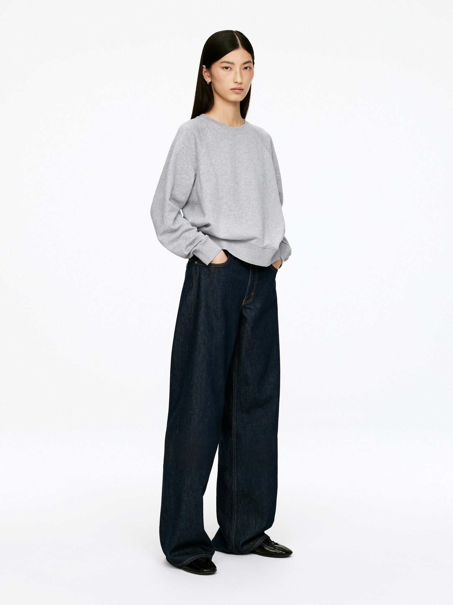 Sweat en éponge - Gris chiné/Noir/Marron foncé/Violet/Rose/Bleu/Bleu foncé - 5