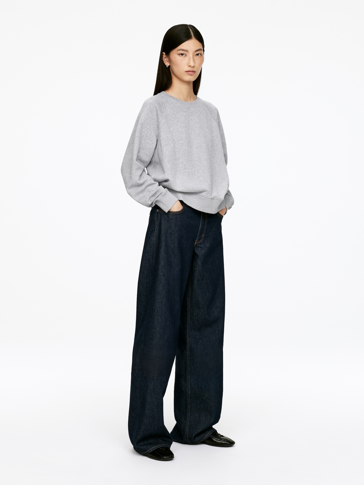 Frottee-Sweatshirt - Graumeliert/Blau/Dunkelblau - 5