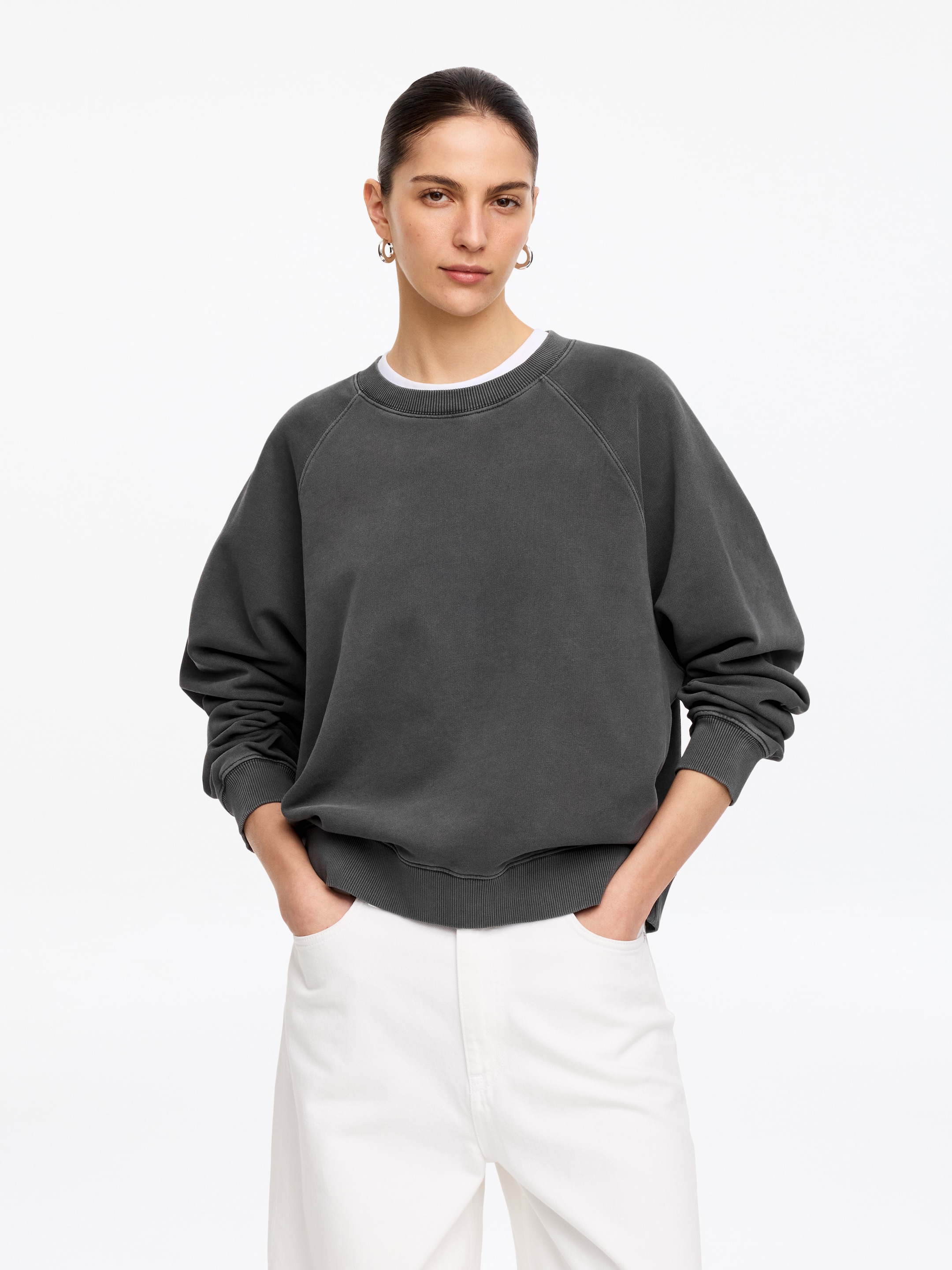 Frottee-Sweatshirt - Schwarz - Regular Fit - Damen - StillMedia/Lookbook - 3