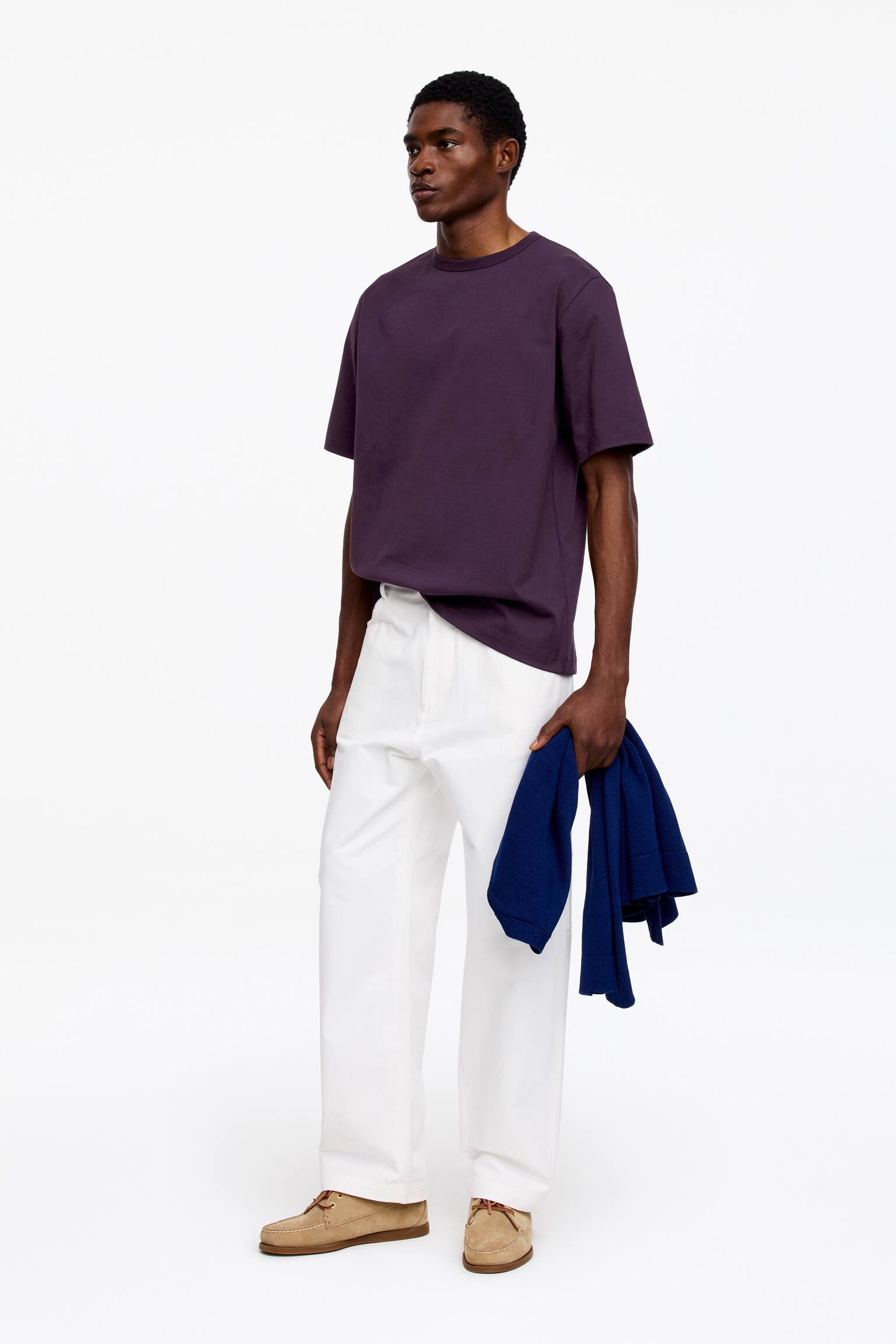 Gruby T-shirt - Ciemnofioletowy/Biały/Jaskraworóżowy/Owsiany/Czarny/Zielony/Ciemnoniebieski - 3