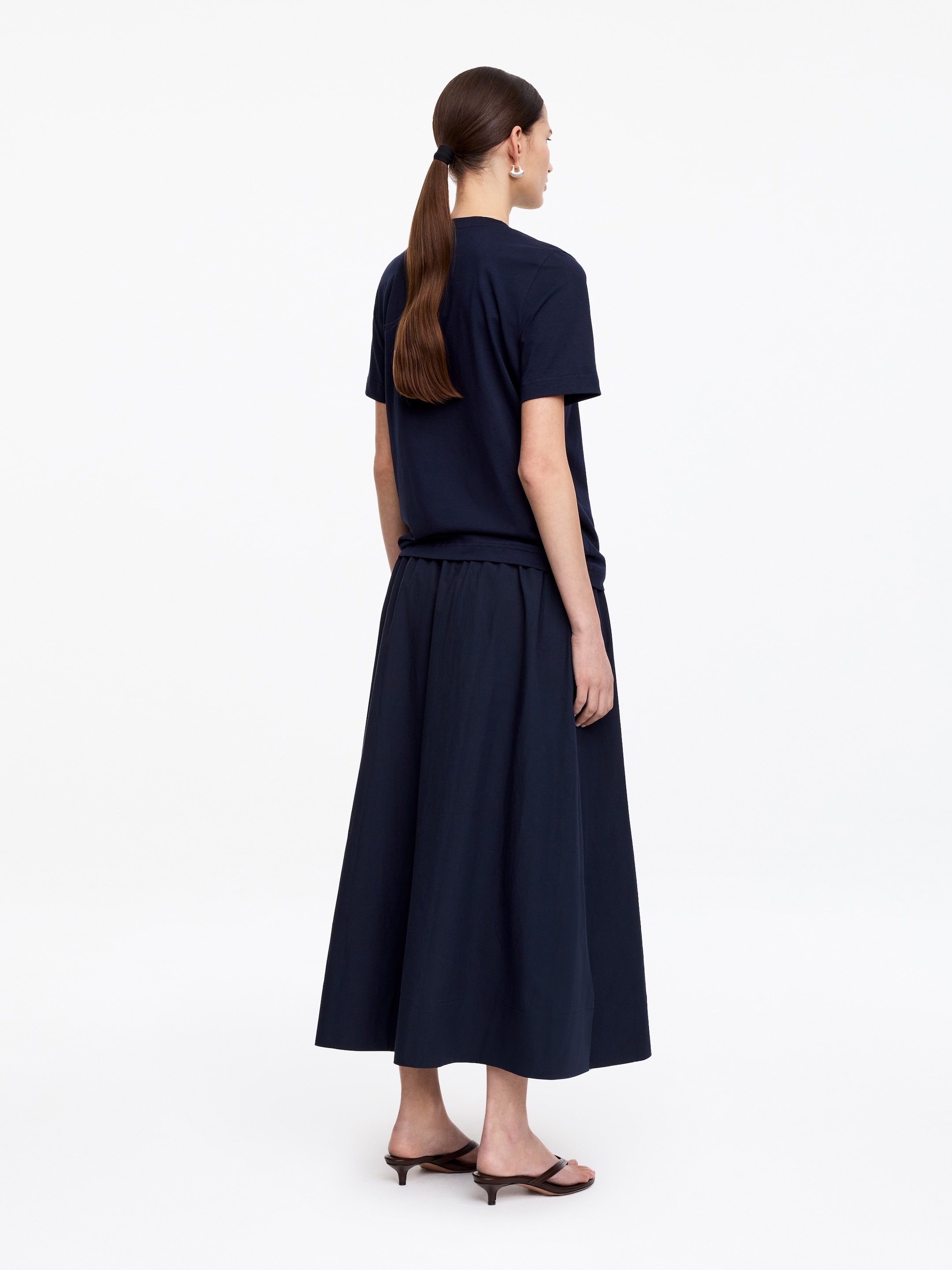 Midi Cotton Skirt - Dark Blue - Regular fit - Women - StillMedia/Lookbook - 2