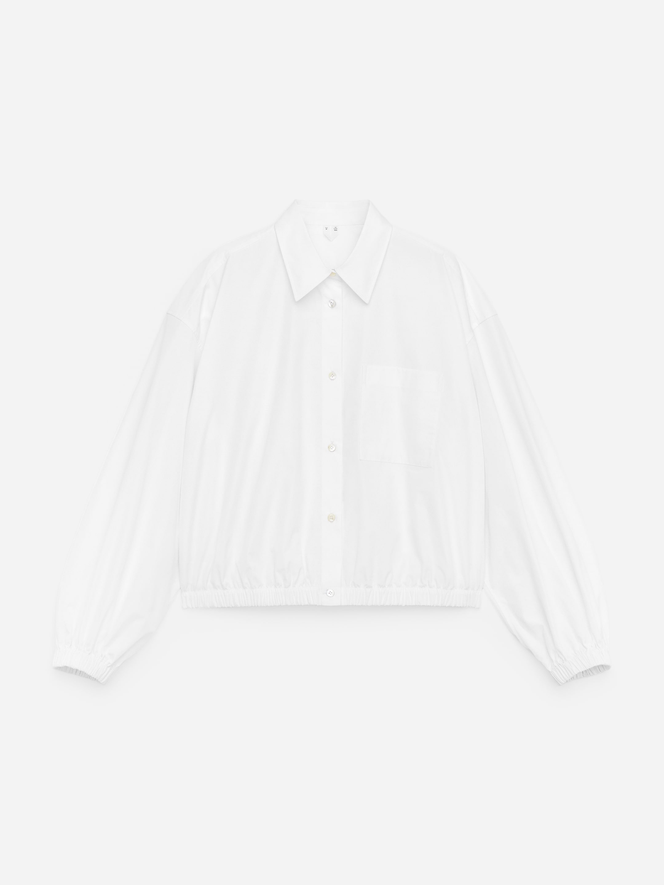 Cropped Cotton Shirt-White-17935