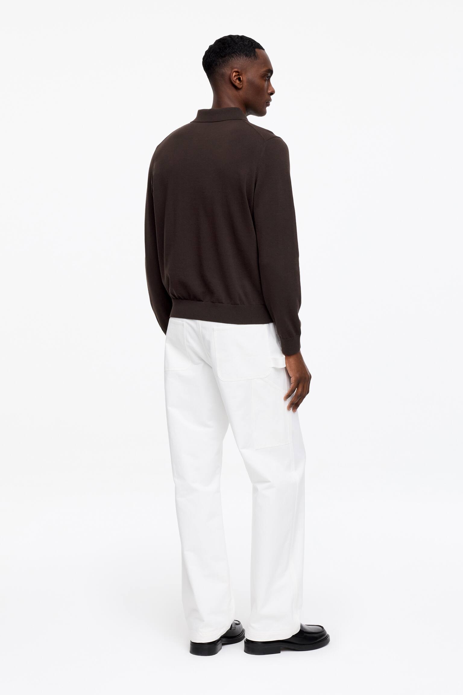 Polo shirt i bomull - Mörkbrun/Ljus mullvad - 9