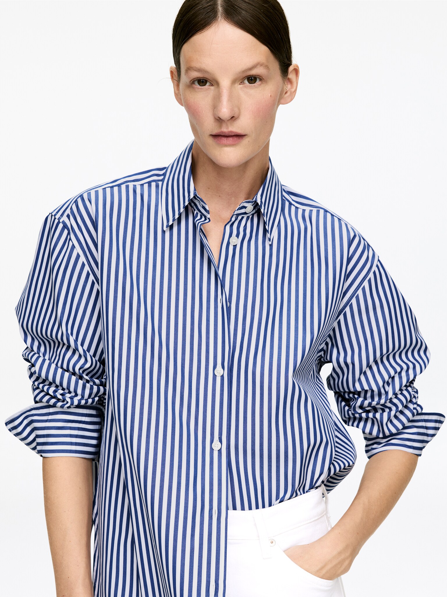 Relaxed-Fit Poplin Shirt - Blue/White/White - 3