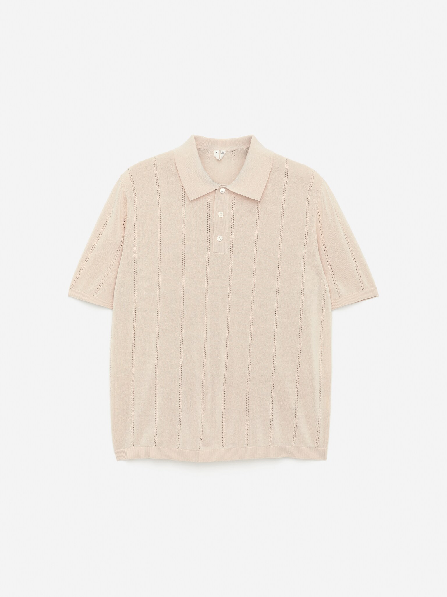 Polo con lavorazione pointelle - Beige/Blu scuro