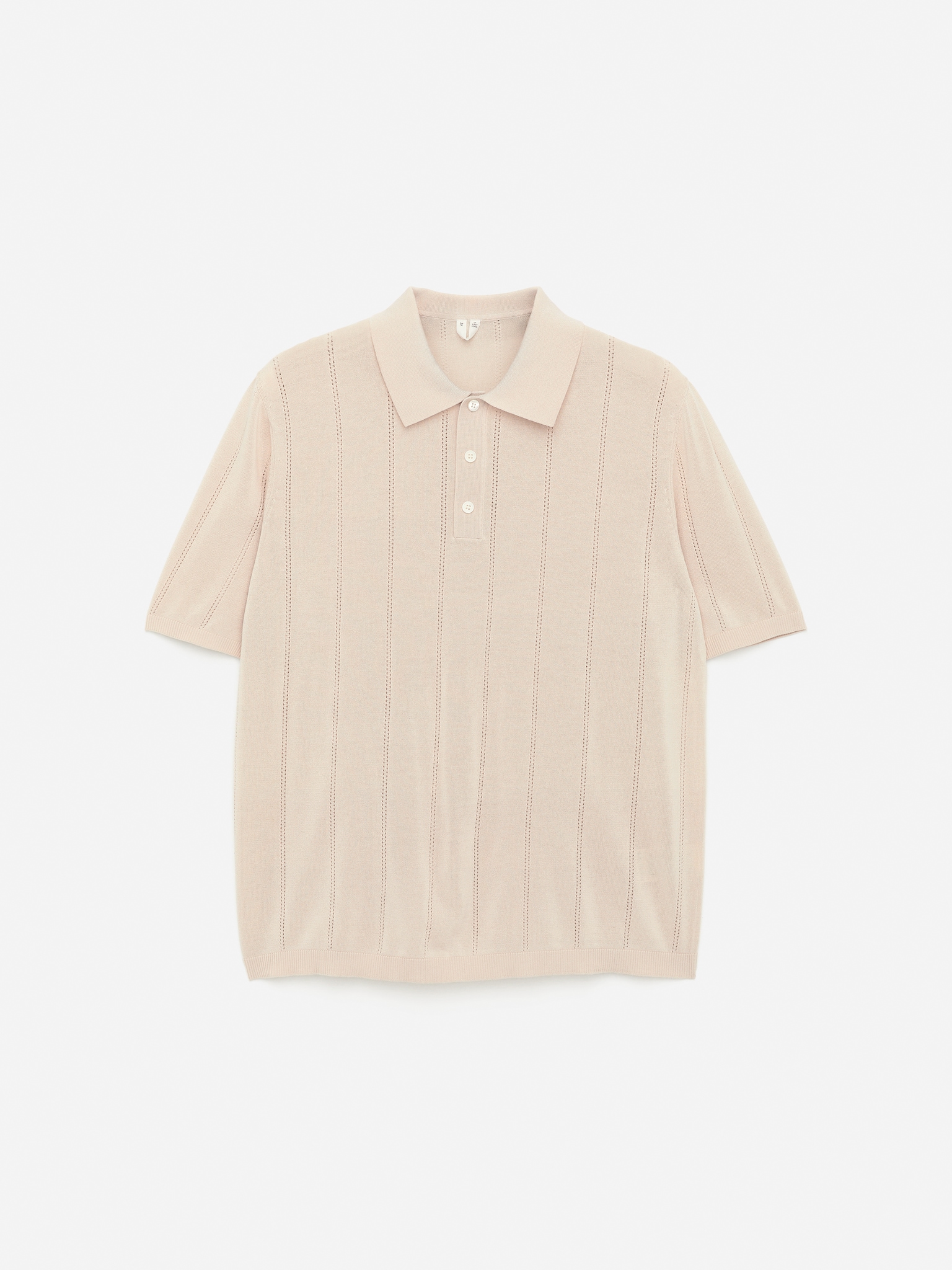 Poloshirt im Pointelle-Strick - Beige/Dunkelblau - 2