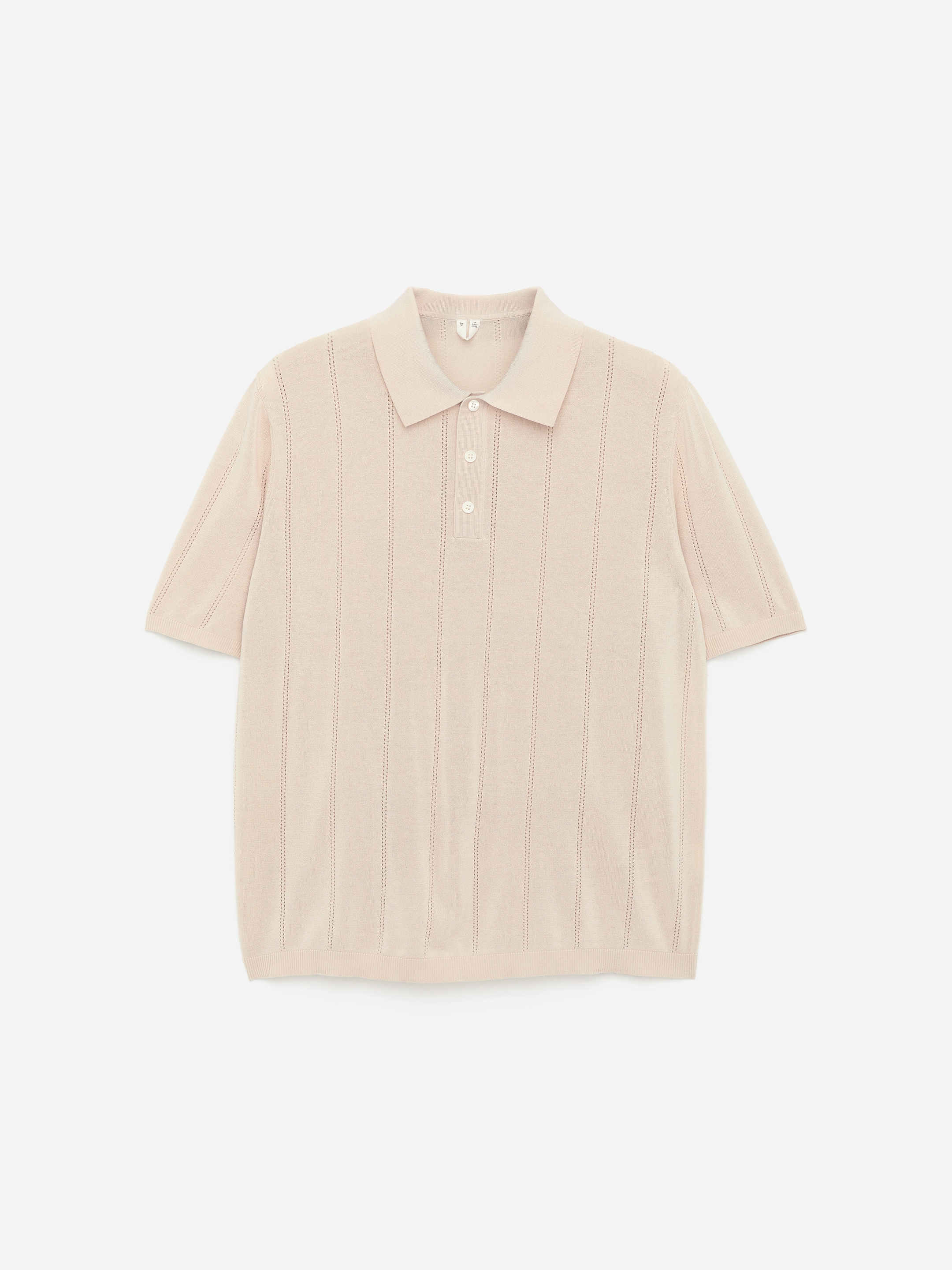 Poloshirt im Pointelle-Strick-Beige-15224