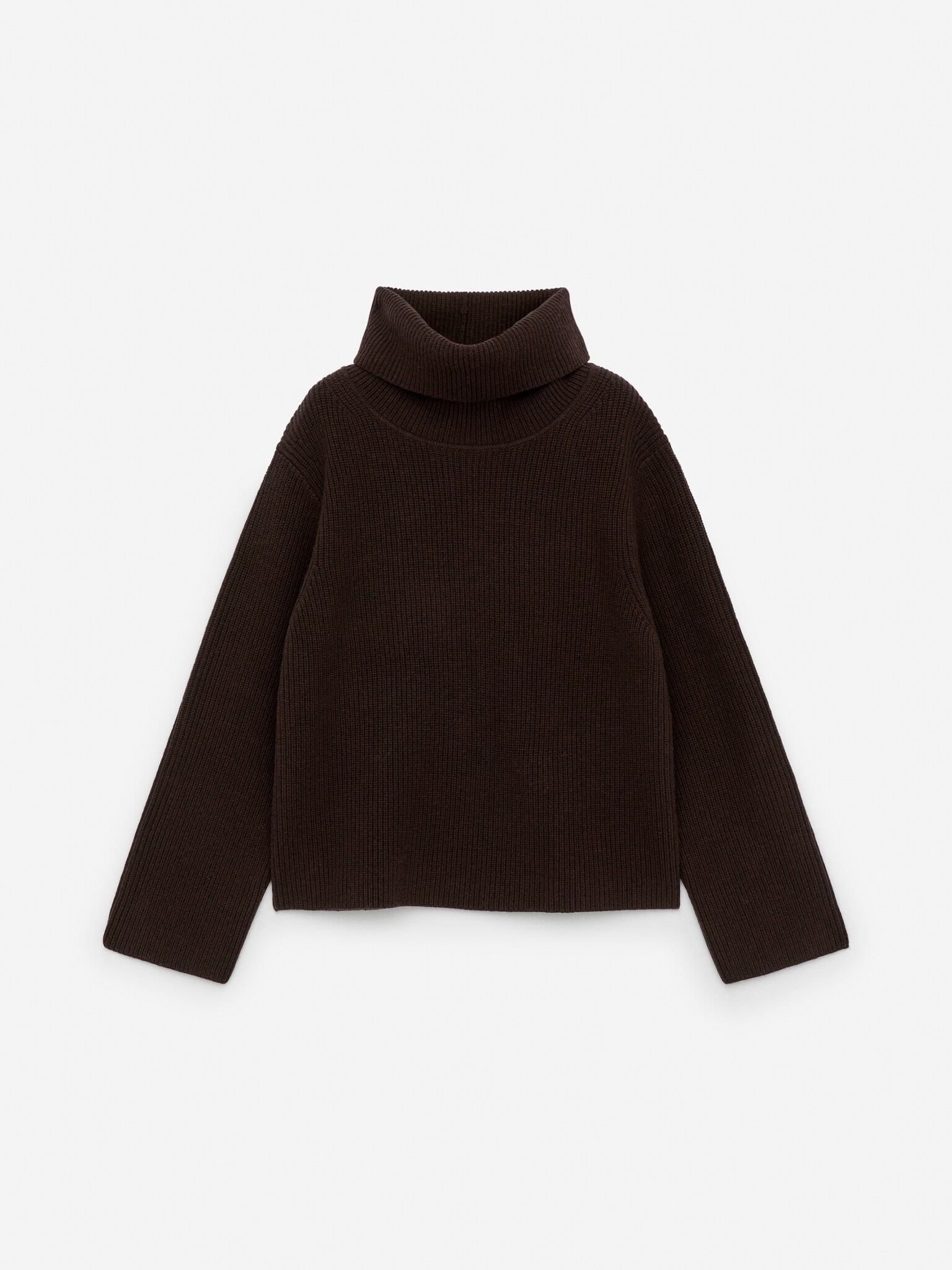 Wollpullover mit Rollkragen - Dunkelbraun