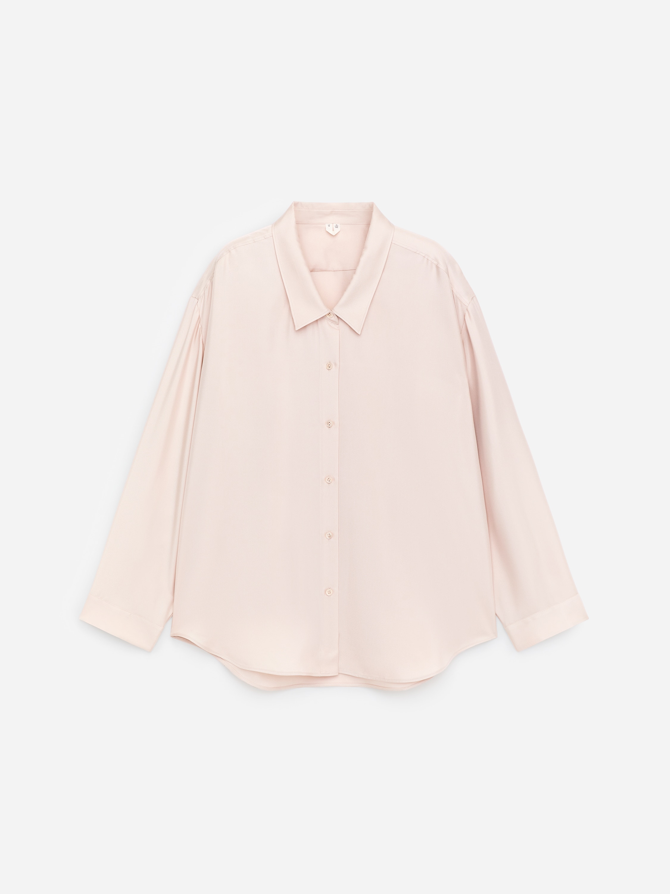 Риза от копринен туил - Светло розово/Тъмнокафяво