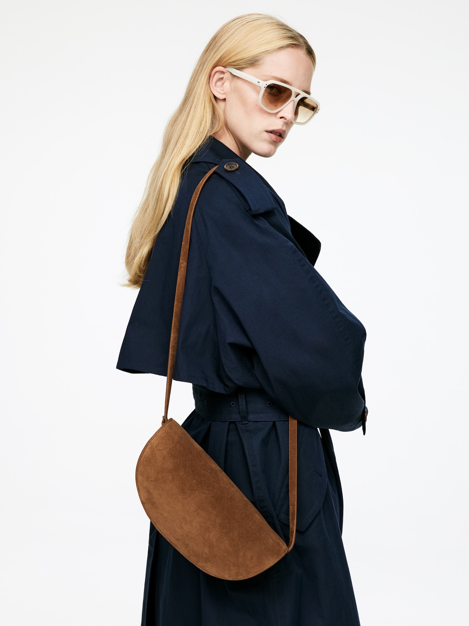 Pochette/sac bandoulière en daim - Marron