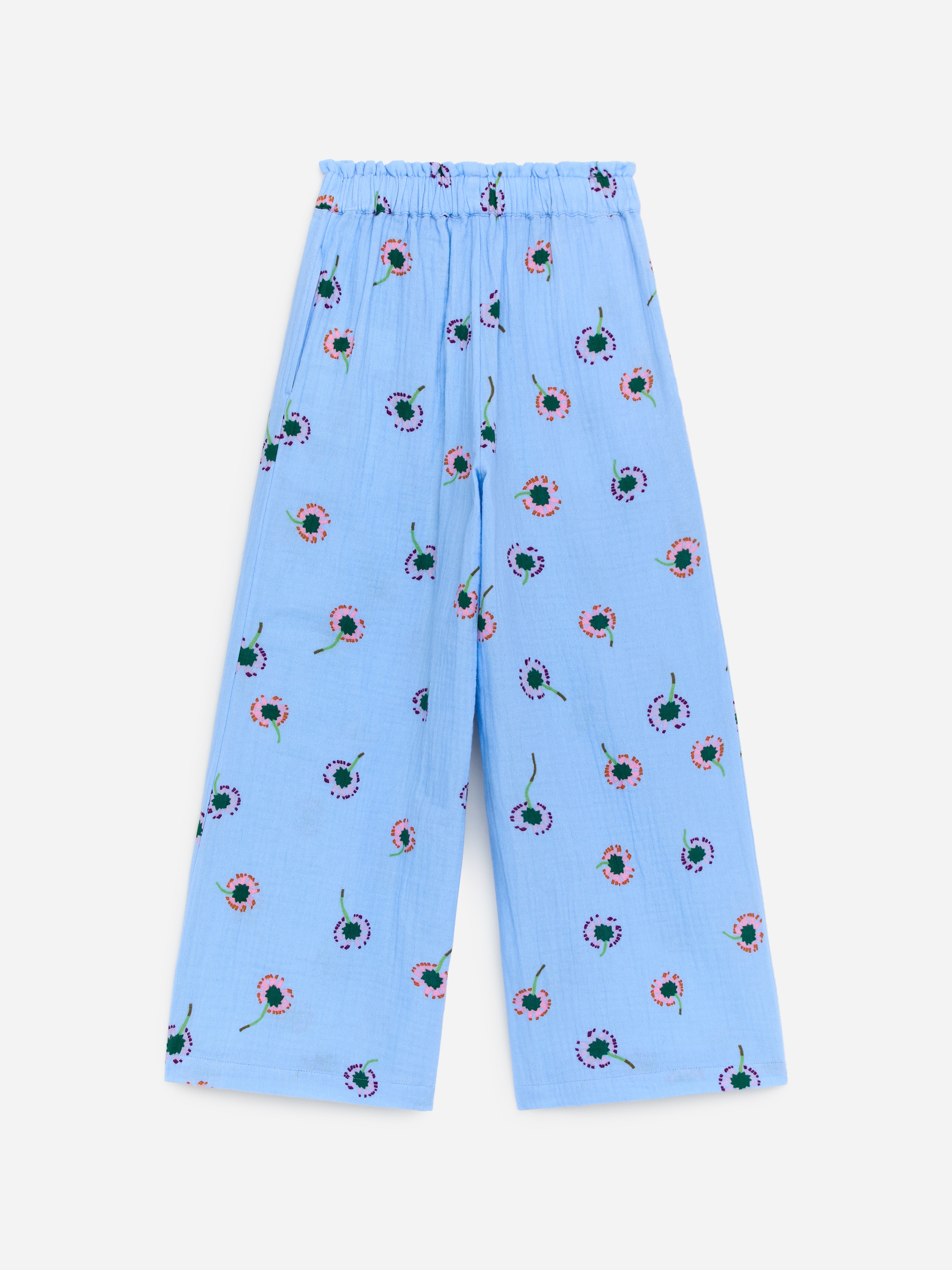 Lockere Hose aus Baumwollmusselin - Hellblau/Blumen - Relaxed Fit - Kinder - StillMedia/DescriptiveStillLife - 2