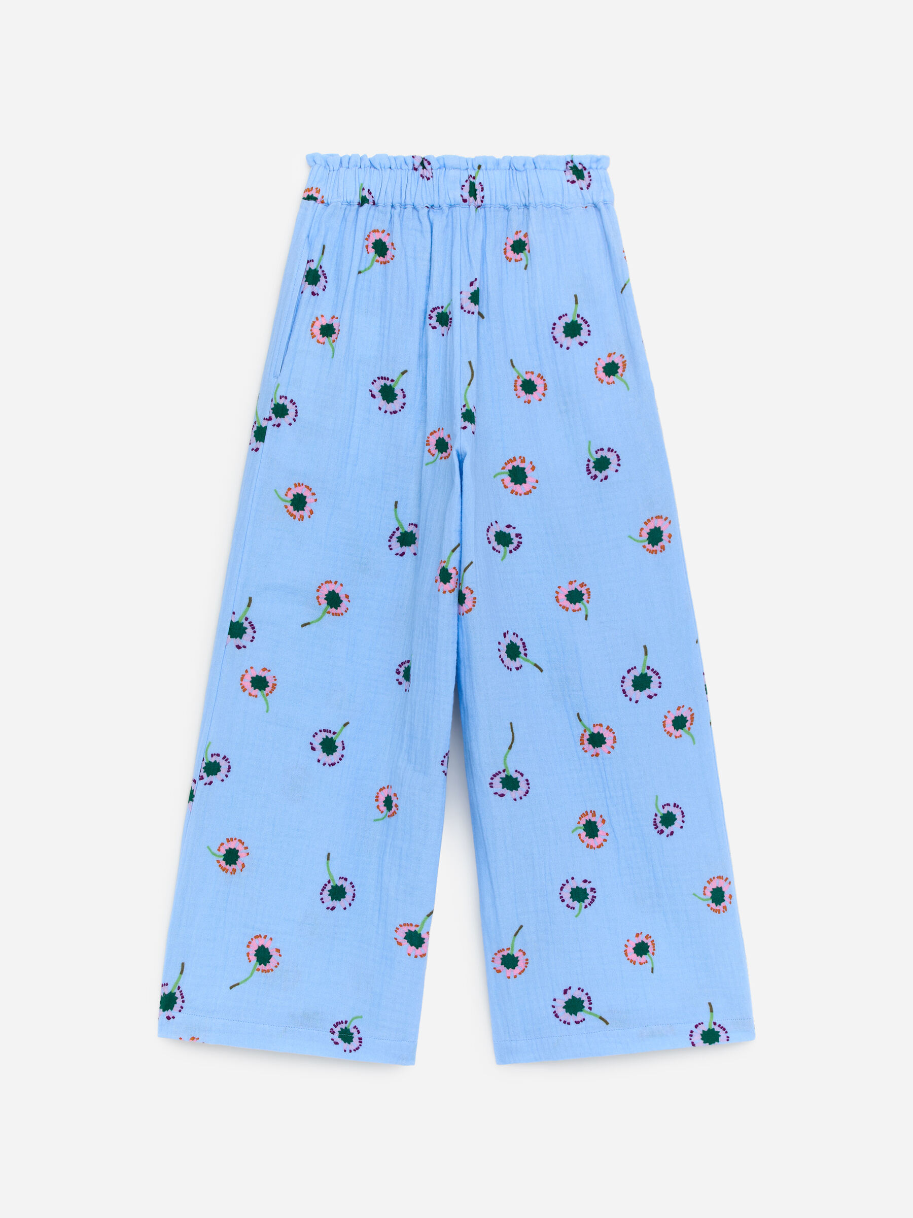 Pantalon décontracté en mousseline de coton - Bleu clair/Fleurs - Relaxed fit - Enfant - StillMedia/DescriptiveStillLife - 2