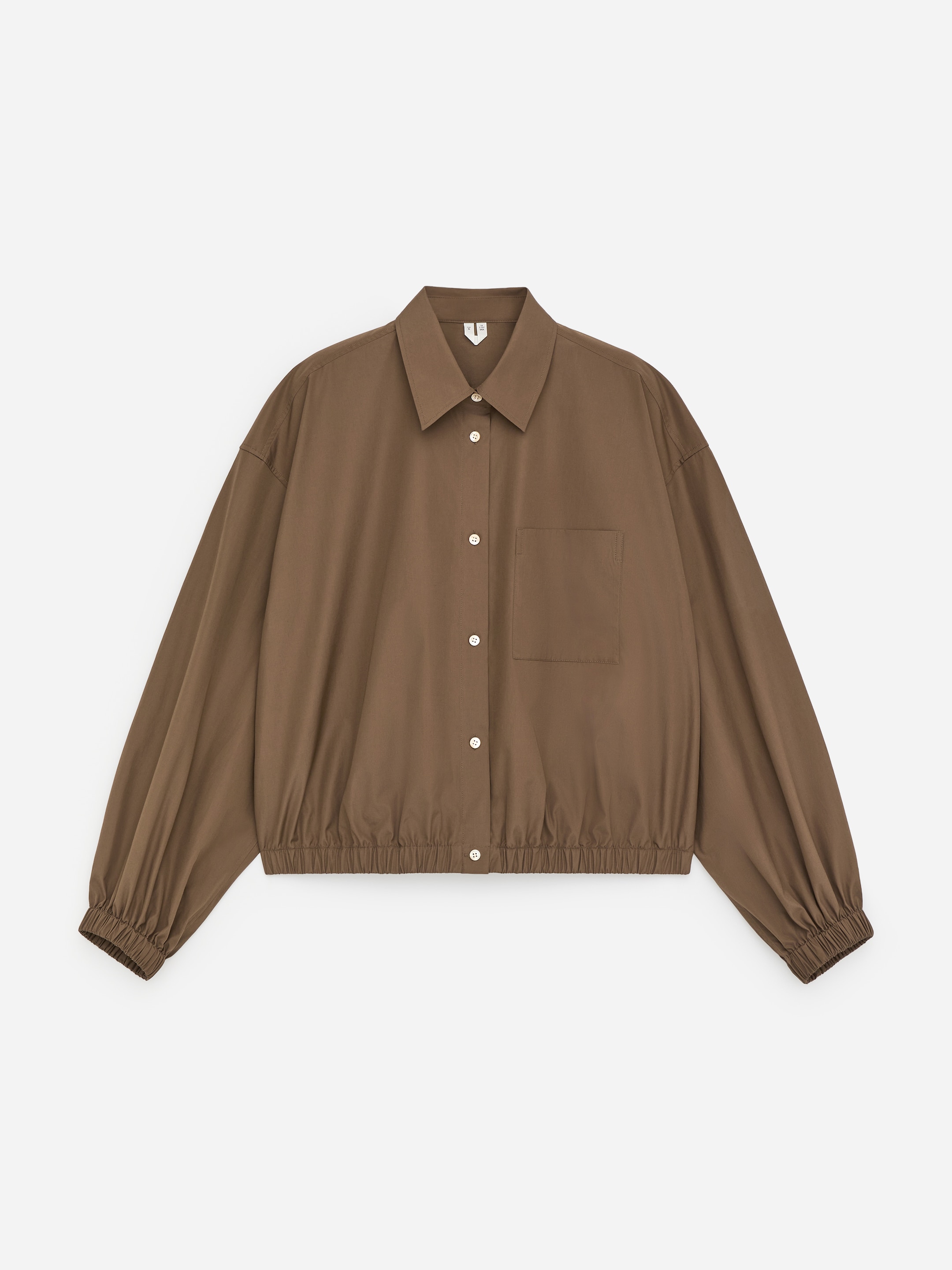 Cropped Cotton Shirt-Brown-17934
