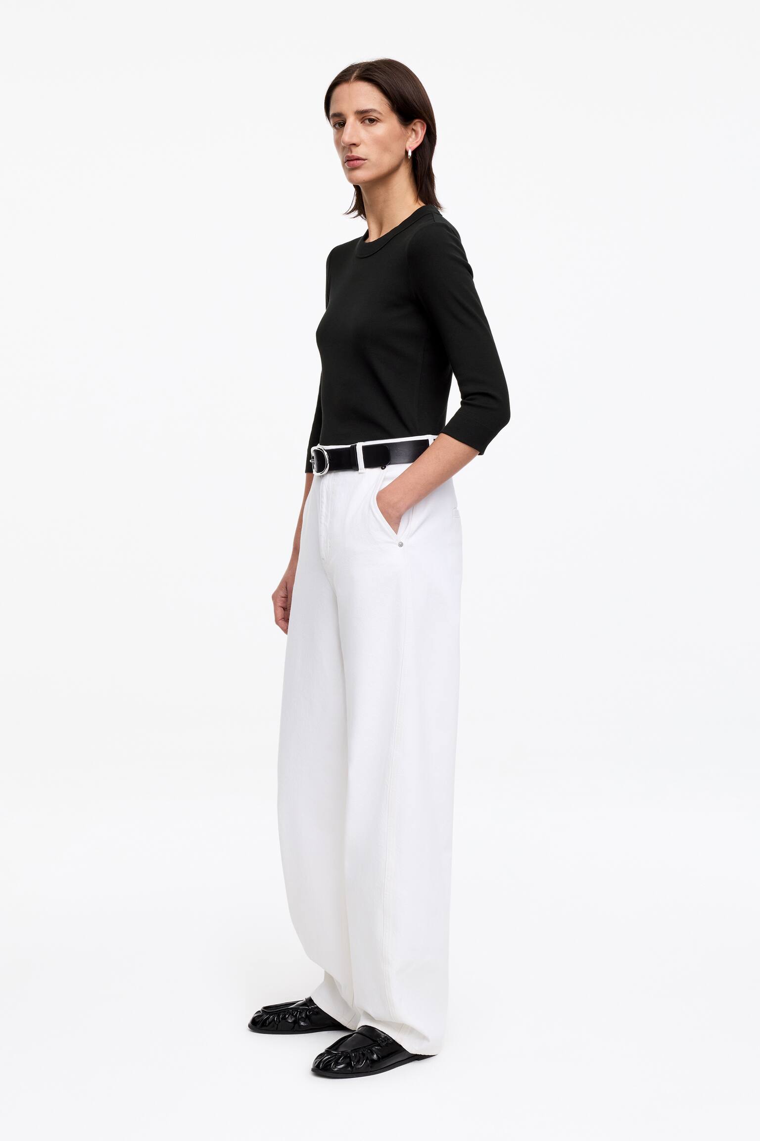 Ribbad topp - Svart/Vit/Röd - 3