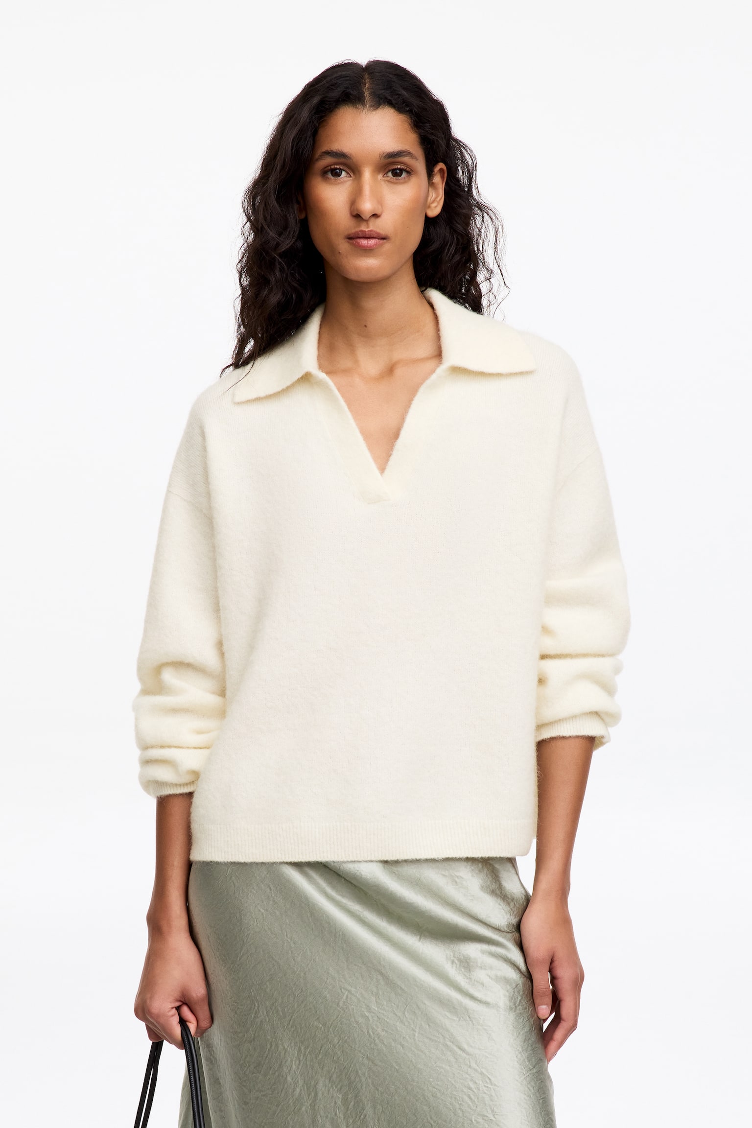 Trui van een alpacawolmix - Off White/Beige/Grijs gemêleerd - 1