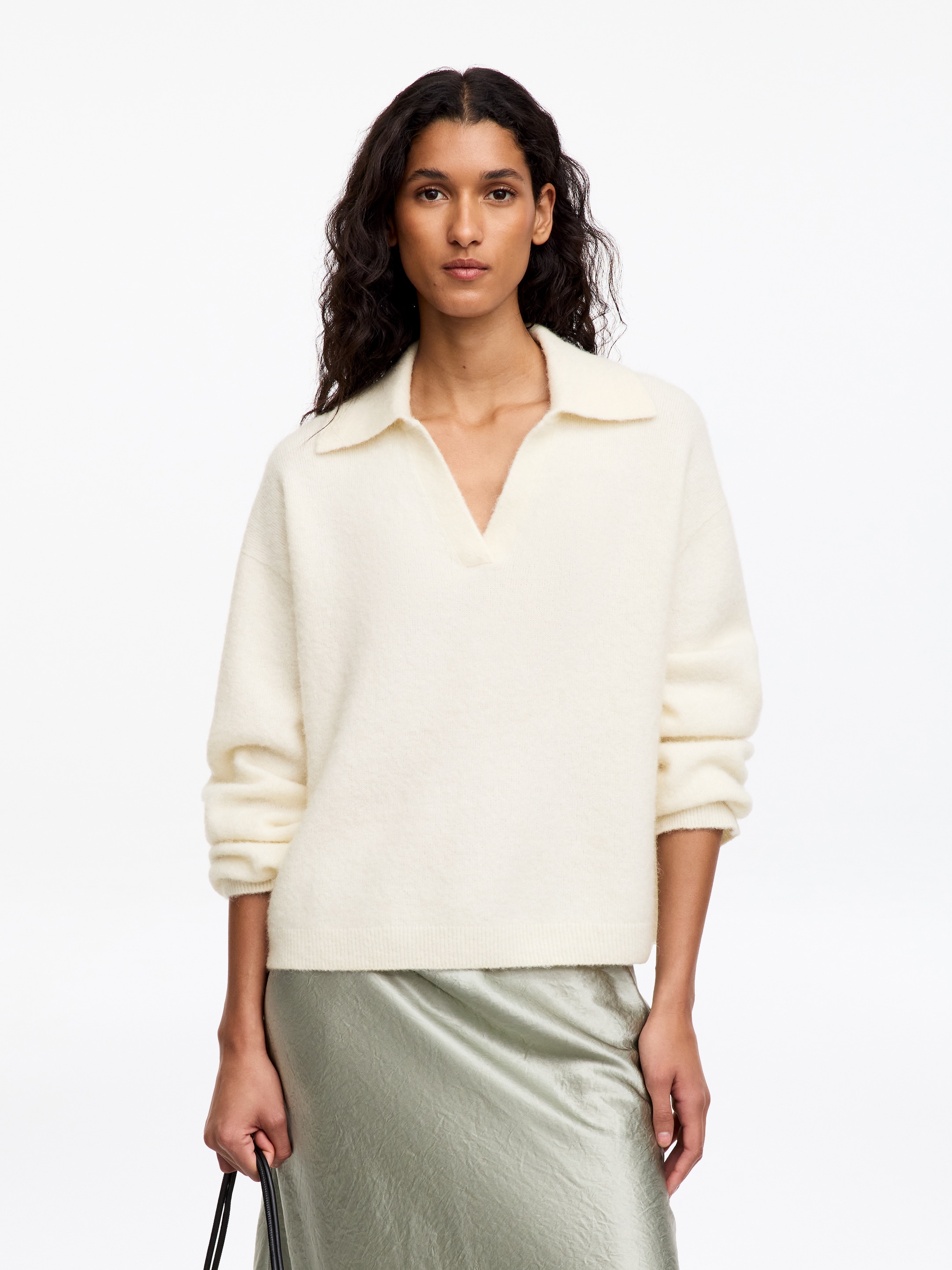 Jersey de mezcla de lana y alpaca-White-20235