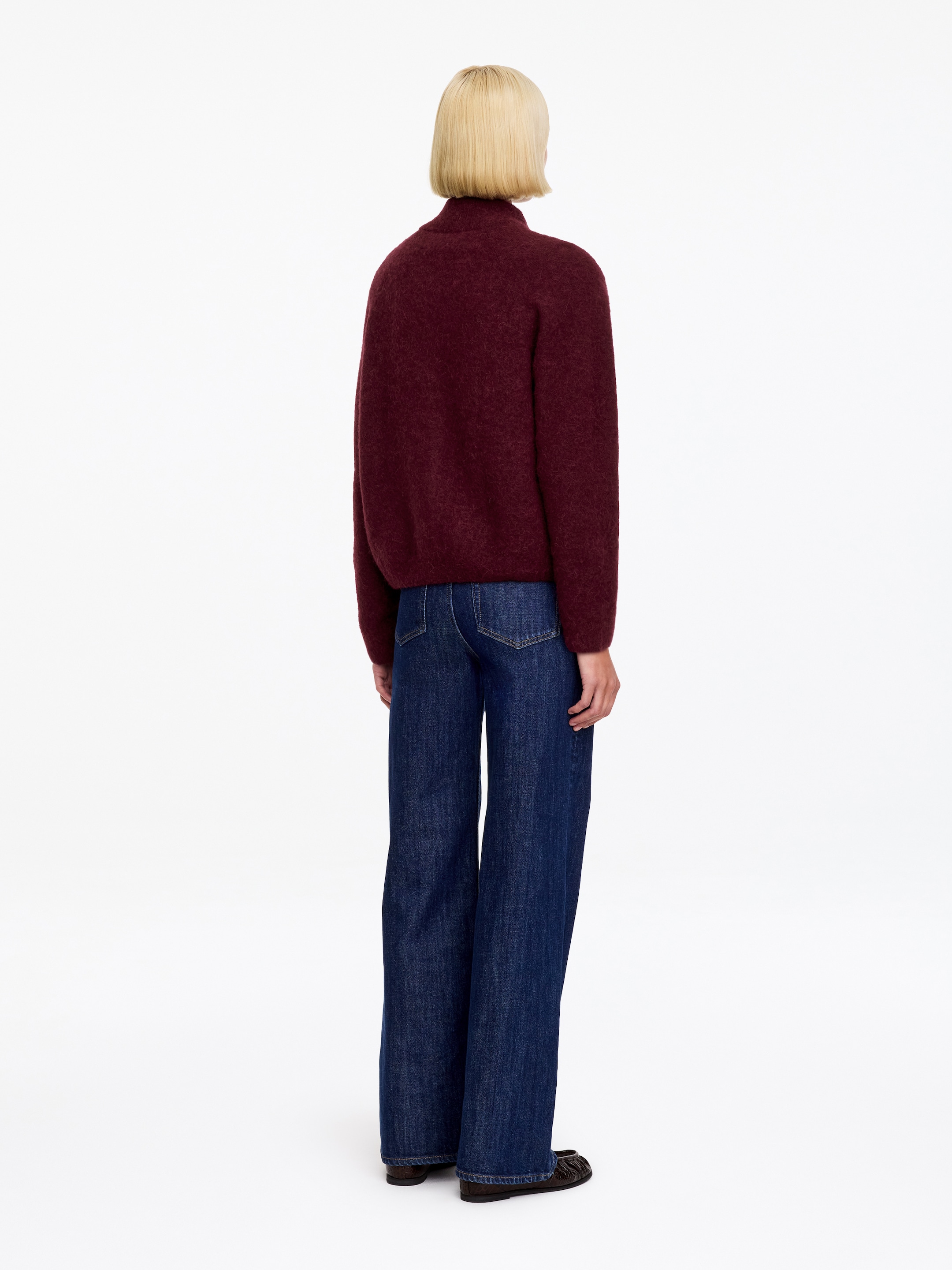 Alpaca-Wool Blend Cardigan - Burgundy - Loose fit - women - StillMedia/Lookbook - 3