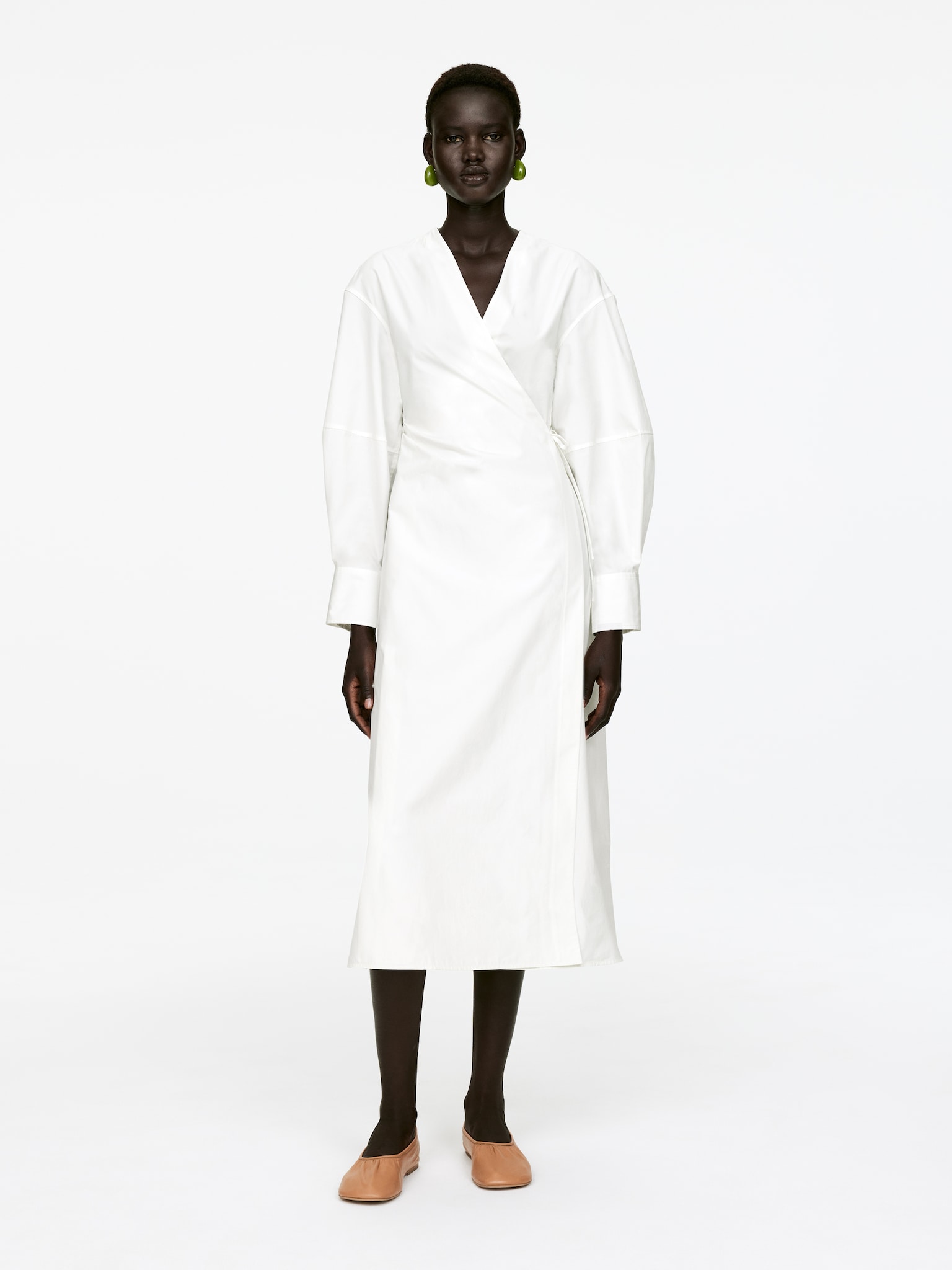 Cotton Wrap Dress - White/Black