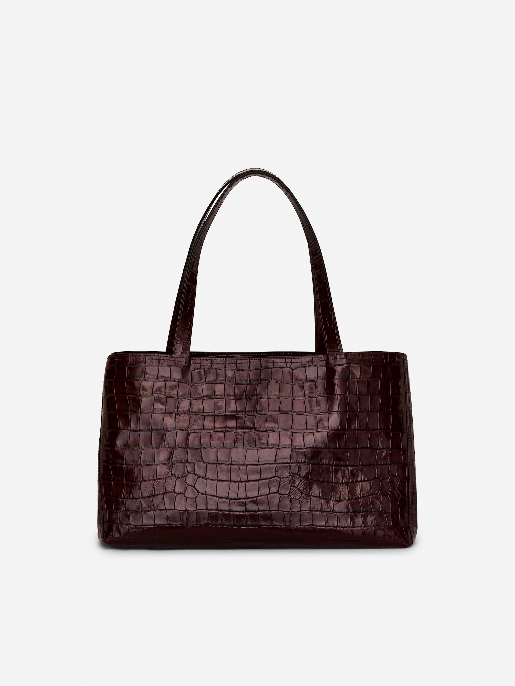View larger image: Croc-Effect Leather Tote - Burgundy - Ladies | H&M GB 1