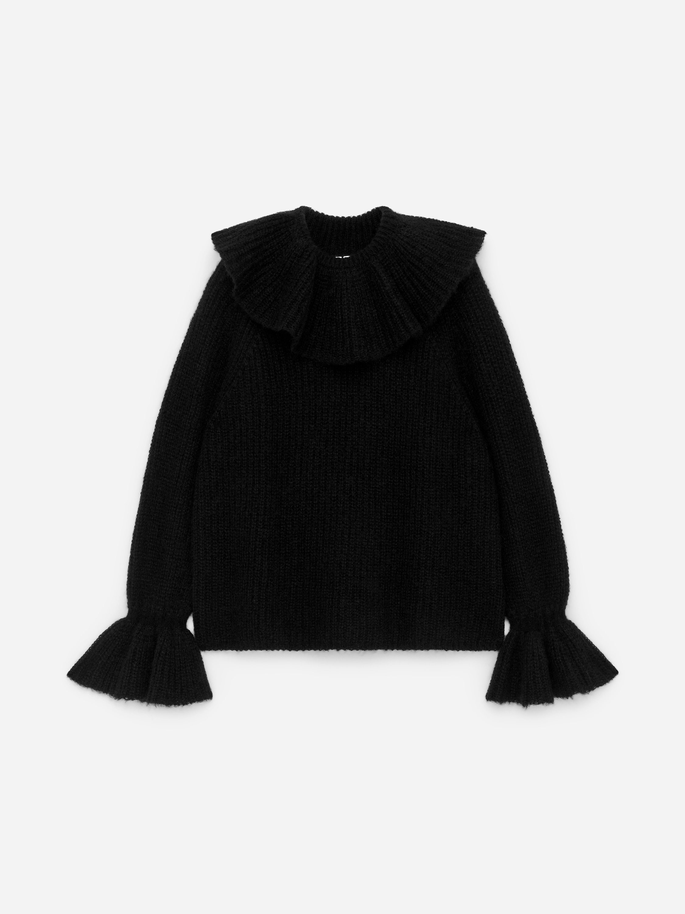Mohair-Wool Blend Ruffle Jumper - Black/Grey
