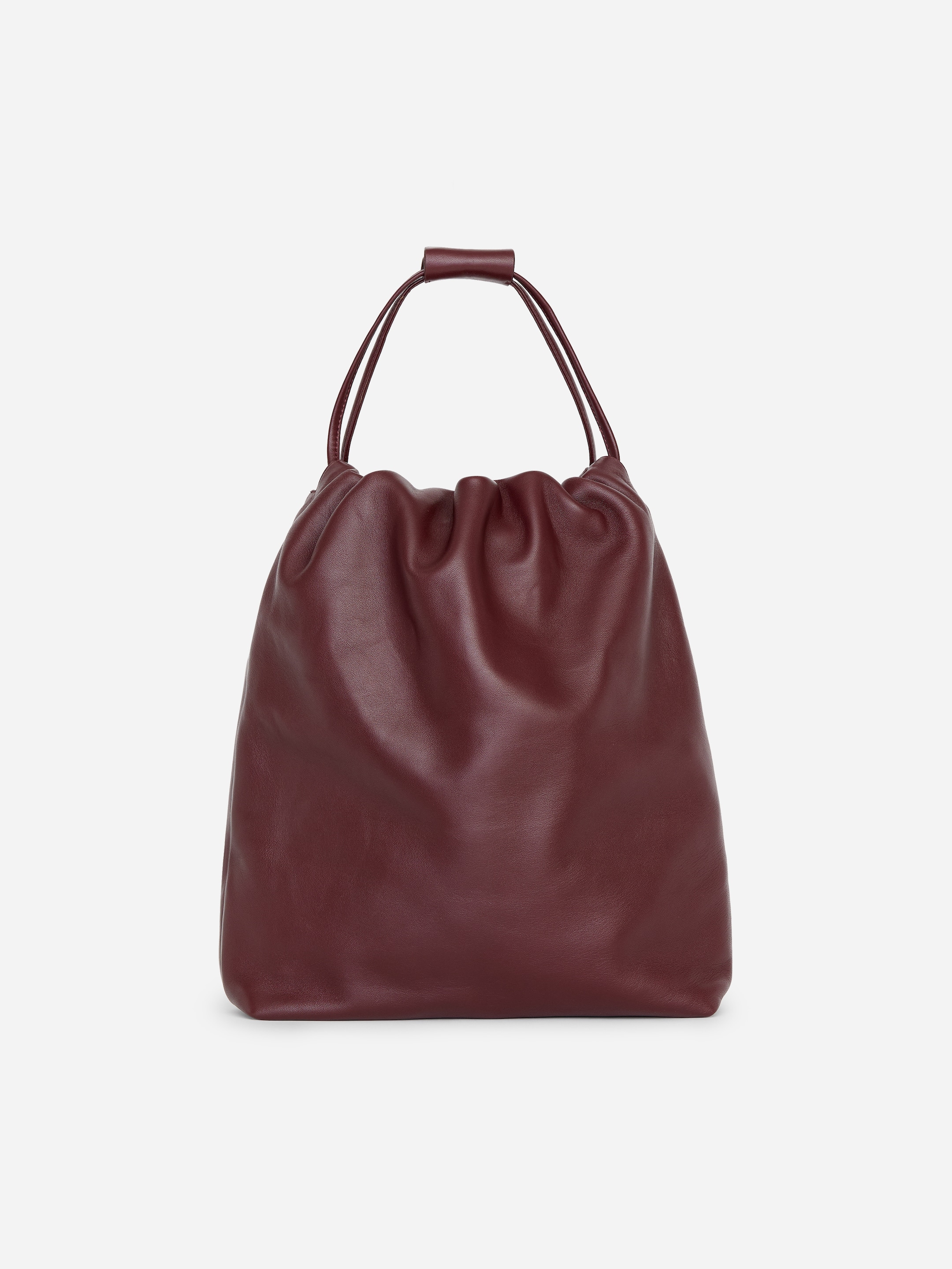 Sac cabas froncé en cuir-#4B262D-20950