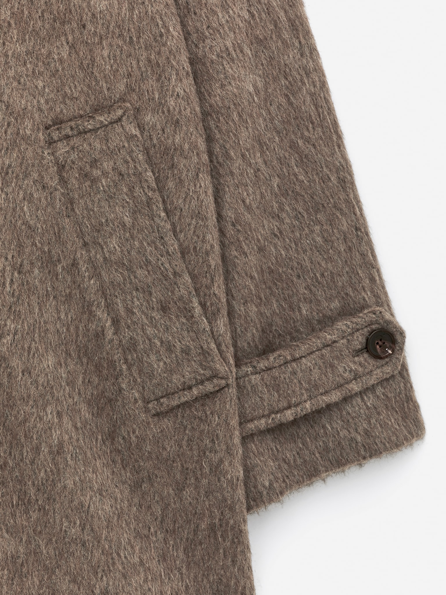 Manteau en mélange de laine et d'alpaga - Taupe foncé/Noir - 6
