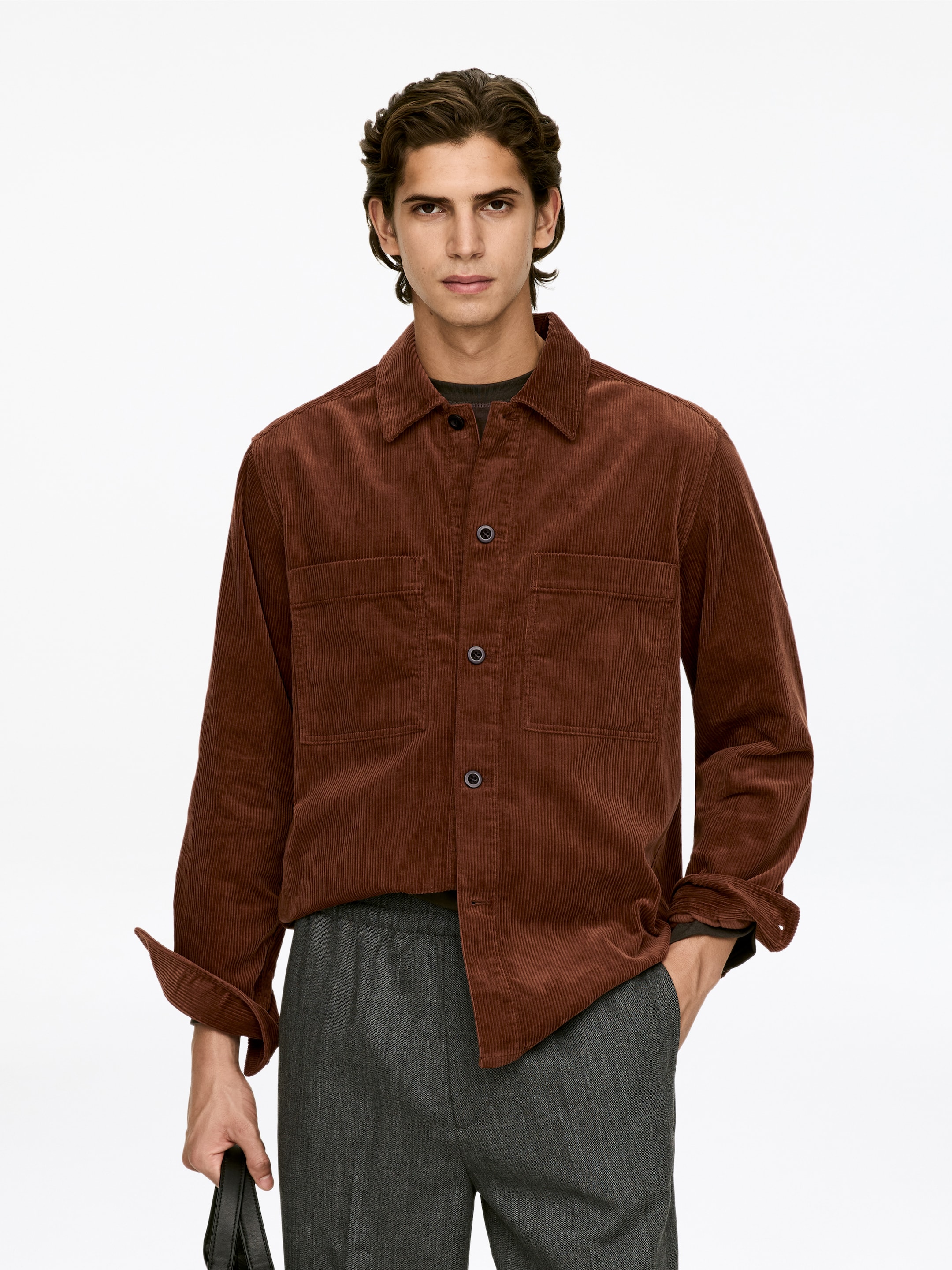 Visualizza immagine più grande: Overshirt in velluto a coste - Marrone - UOMO | H&M IT 1