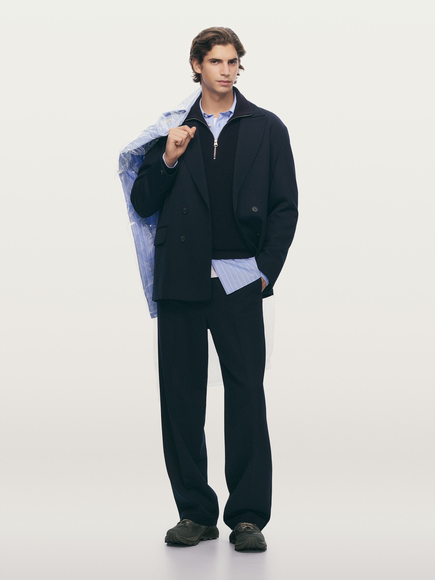 Loose Fit Wool Trousers - Dark Blue - Loose fit - Men - StillMedia/Environmental - 1