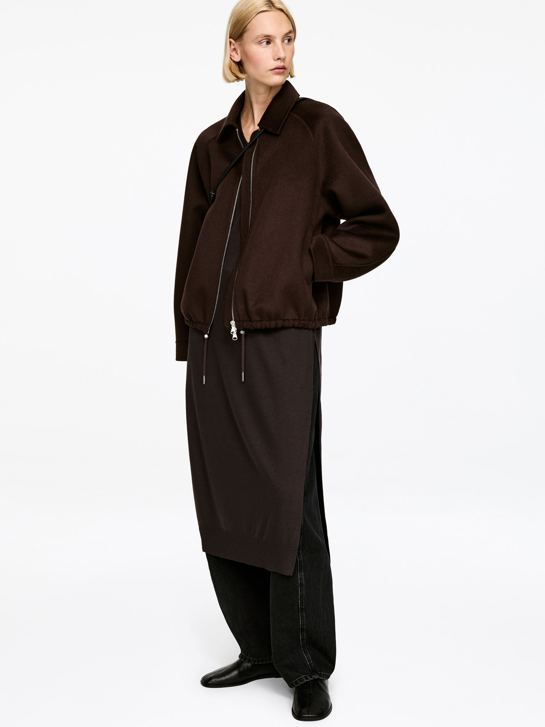 Lyocell-Cotton Tunic Top - Dark Brown - Regular fit - Women - StillMedia/Lookbook - 5