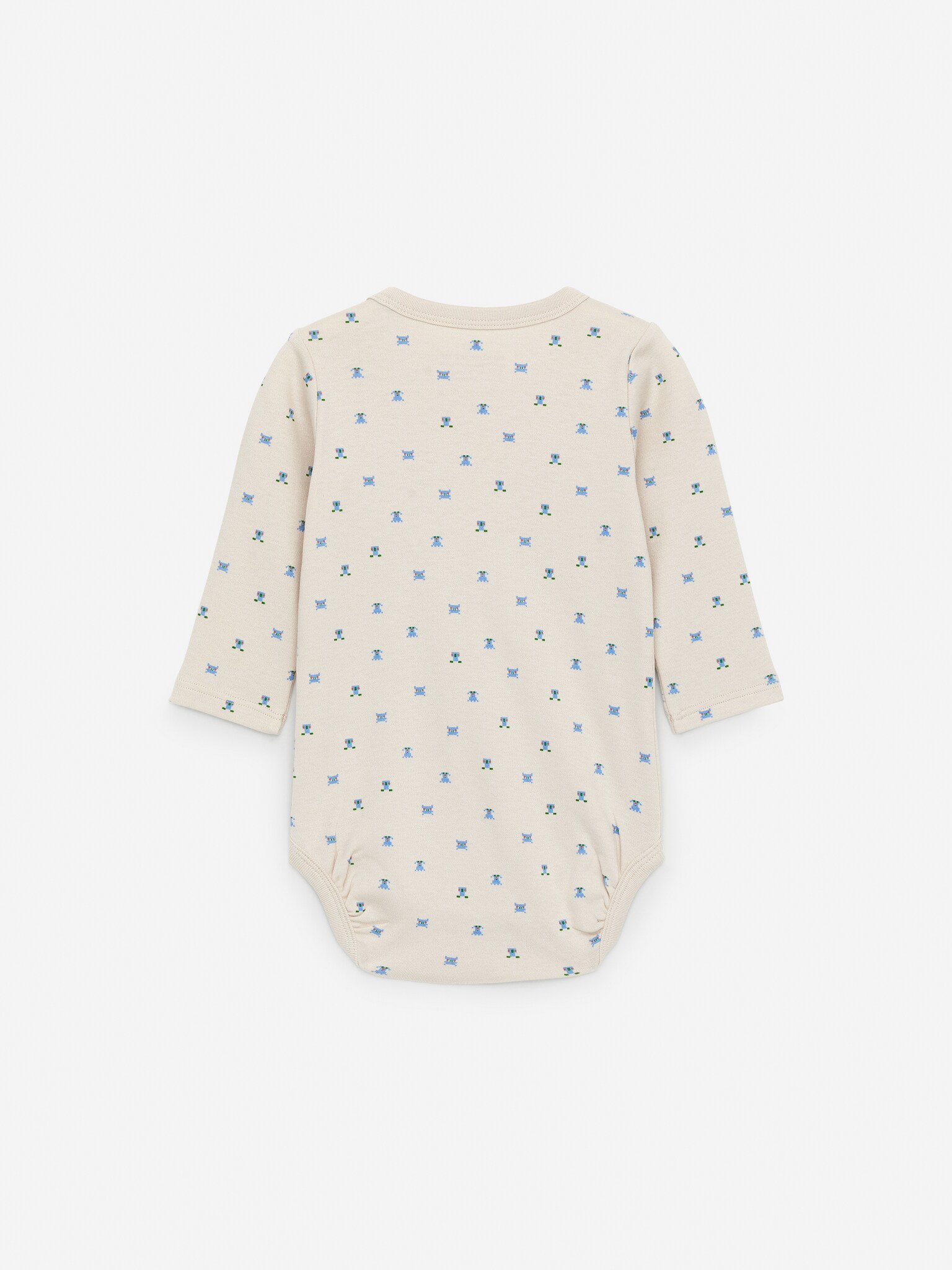 Боди с дълъг ръкав - Мръсно бяло/Чудовища/Светлосин меланж - 2