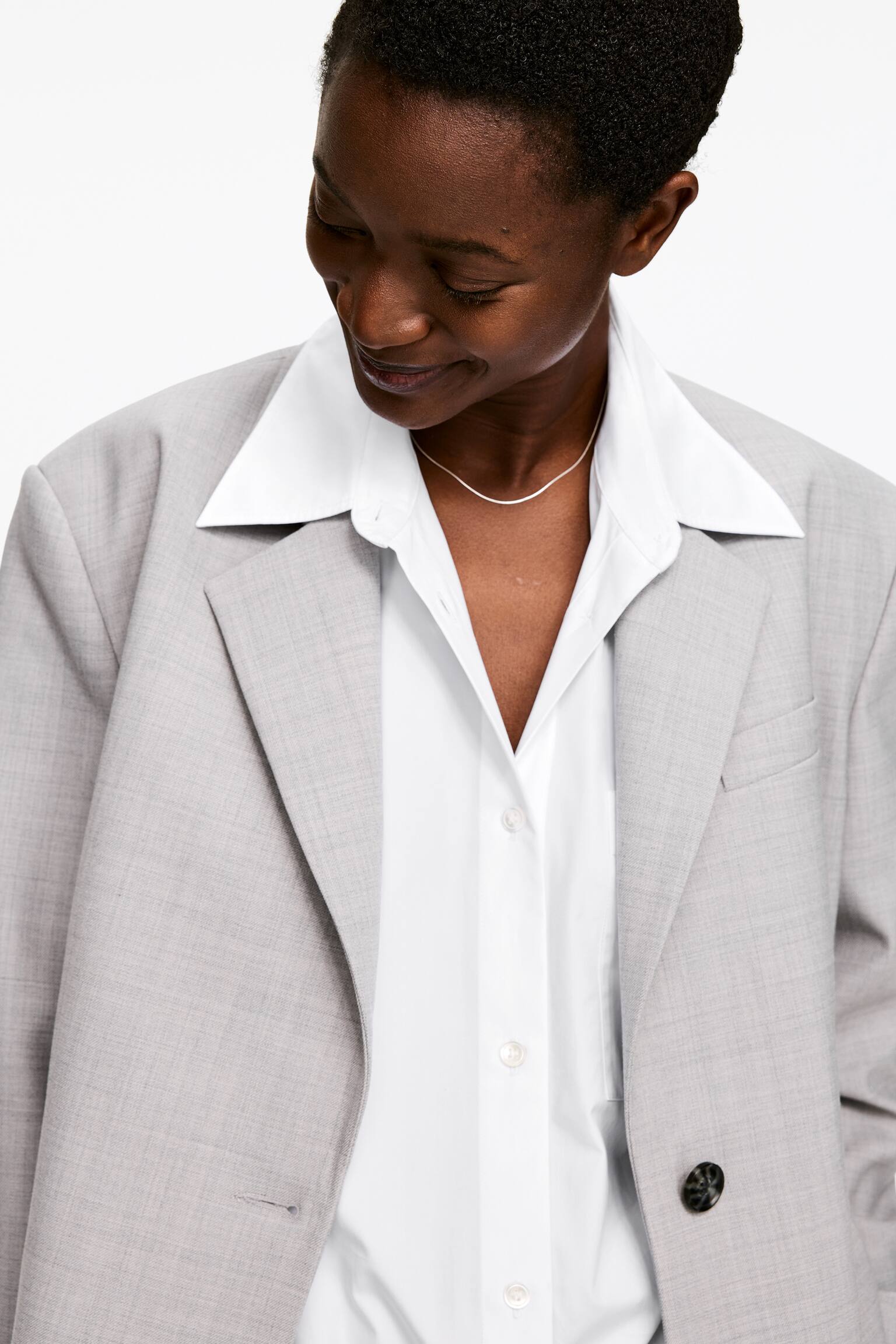 Cropped katoenen overhemd - Wit/Bruin - 6