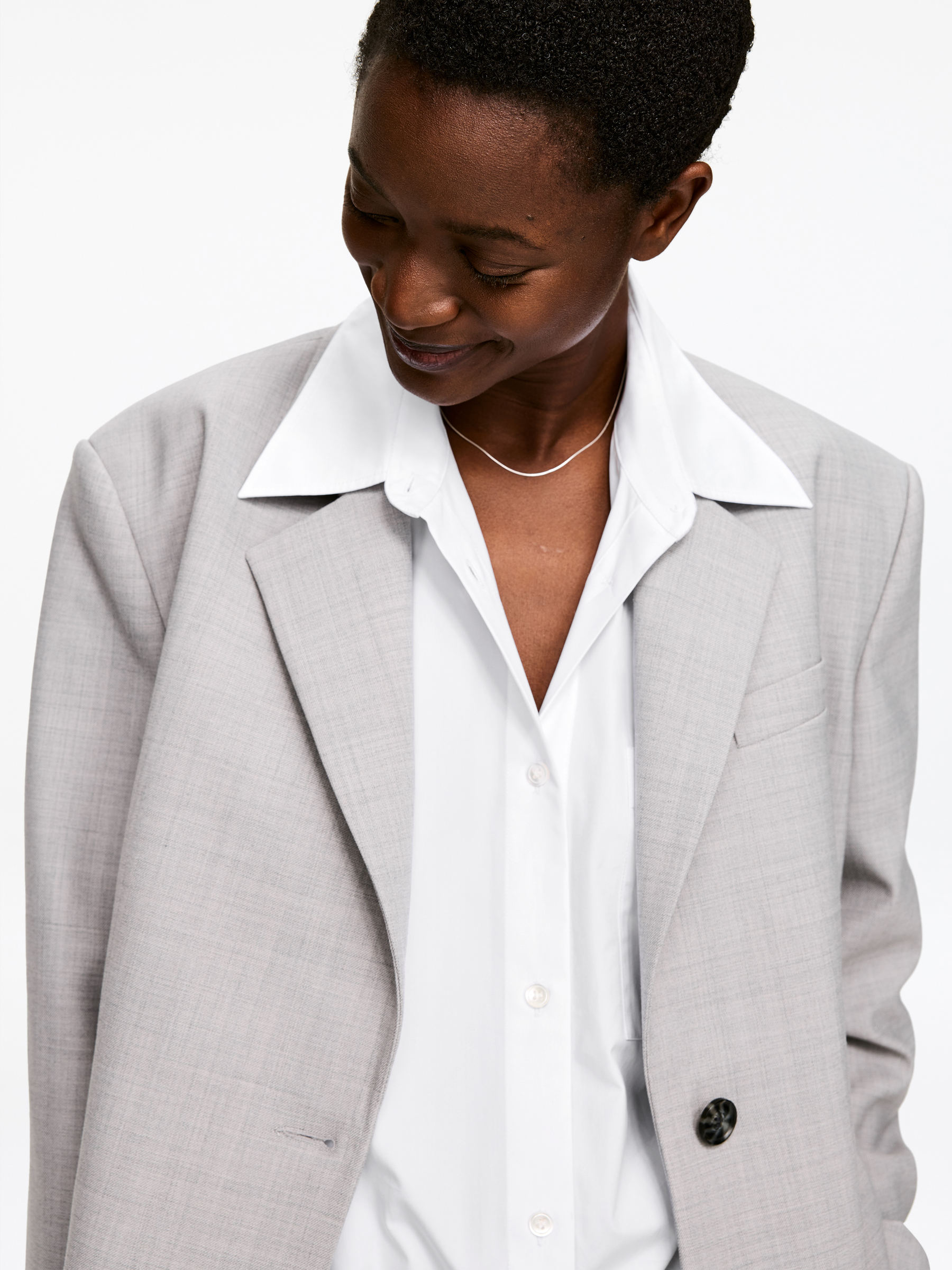 Cropped Cotton Shirt - White - Regular fit - Women - StillMedia/Lookbook - 3