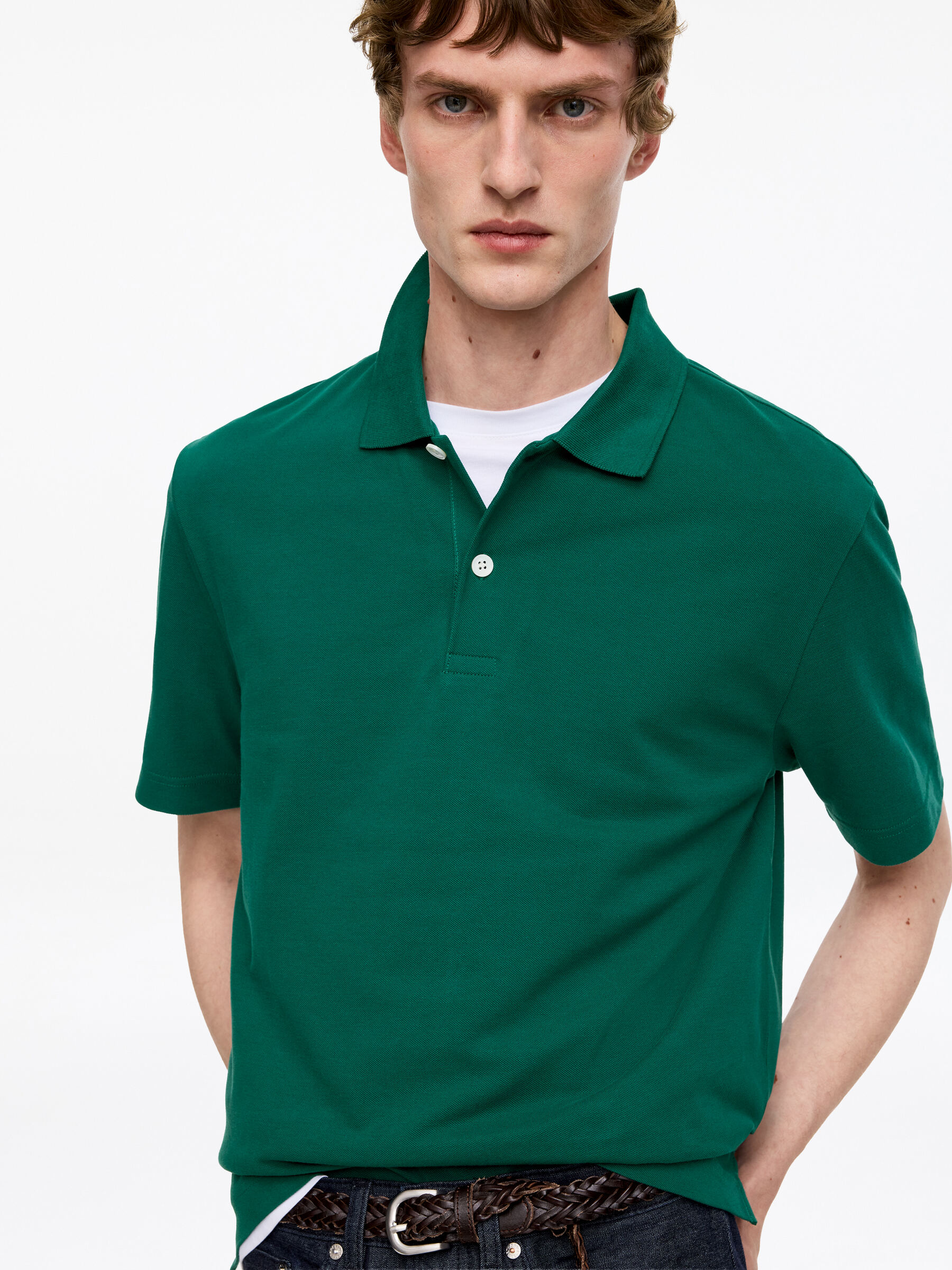 Piqué Polo Shirt - Green - Regular fit - Men - StillMedia/Lookbook - 3