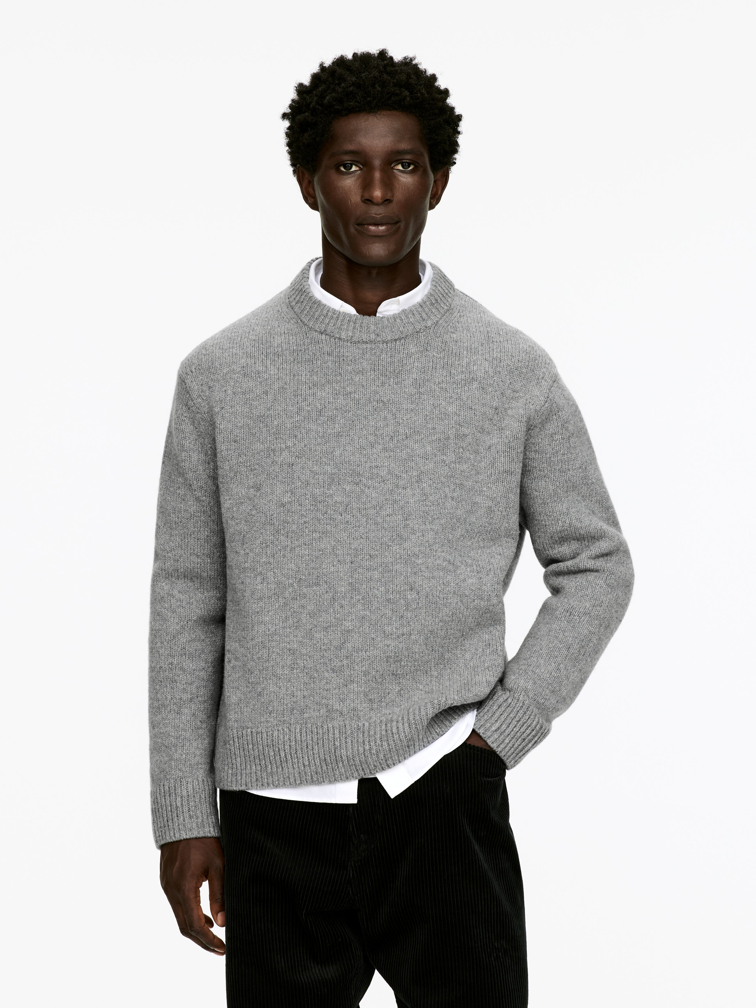 Heavy Knit Wool Jumper-#C0C3C6-15895