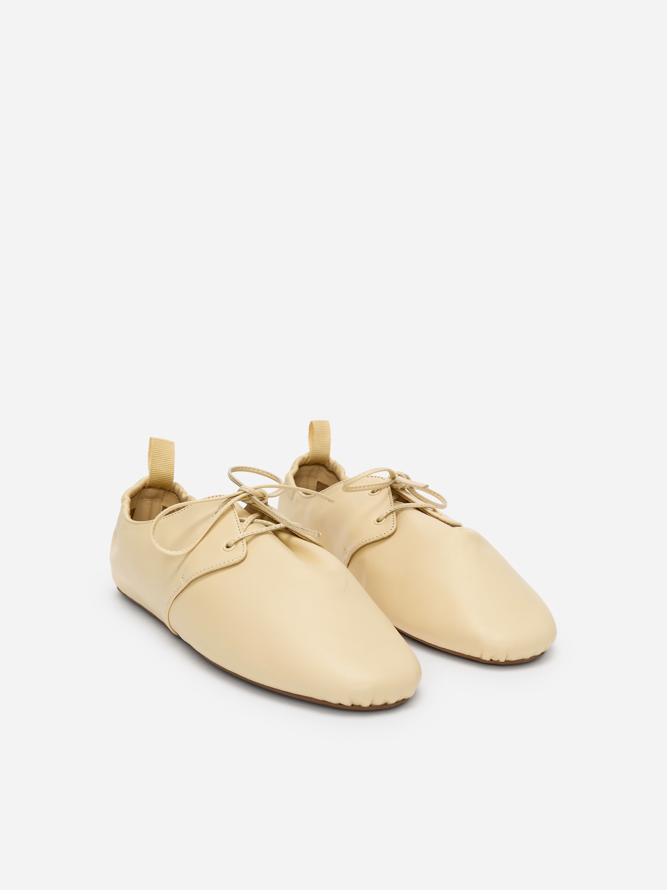 Soft Leather Lace-Up Shoes-#E2D4A9-19549