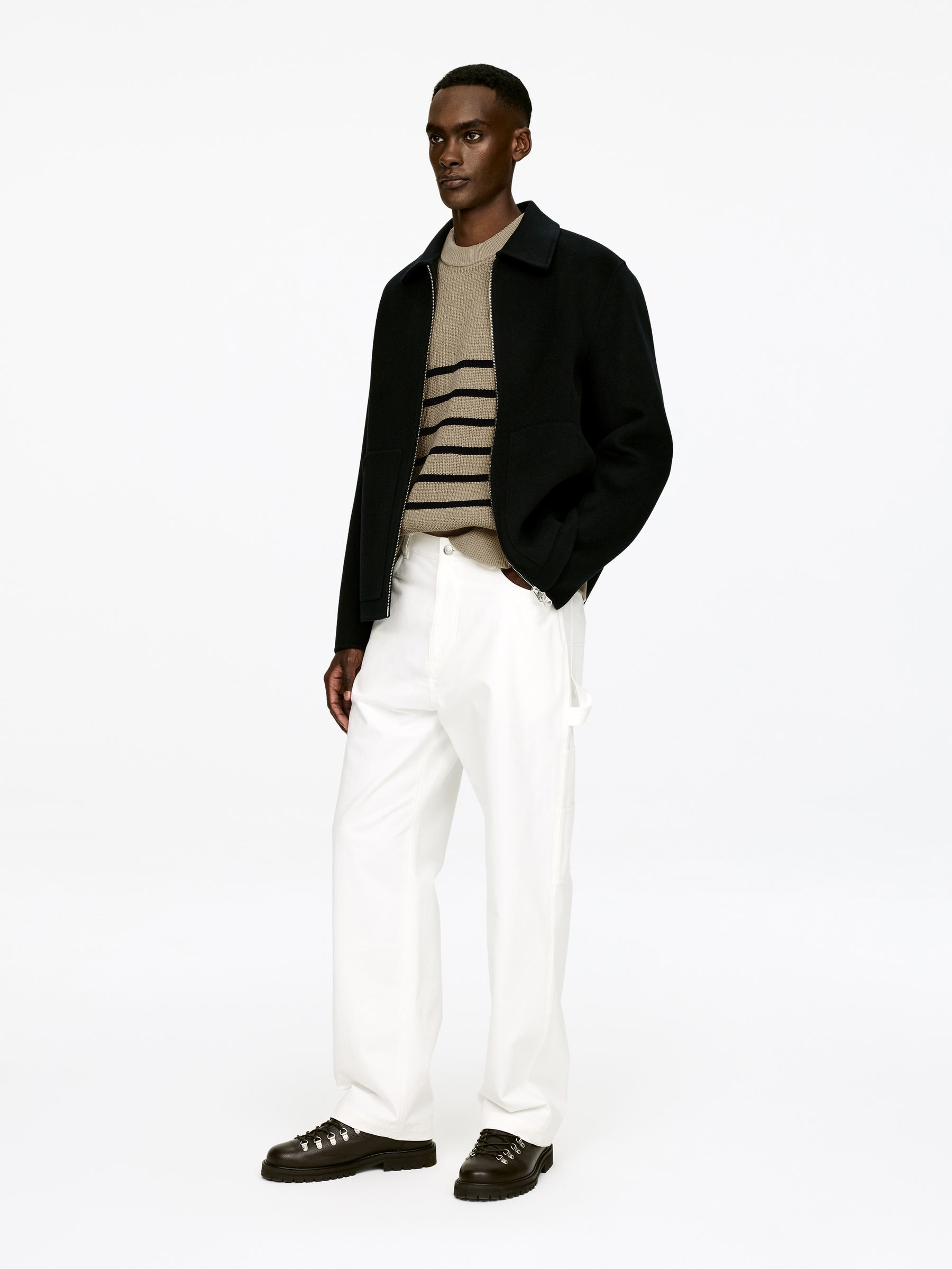 Pull à col rond en coton - Beige/Bleu foncé - Regular fit - Homme - StillMedia/Lookbook - 3