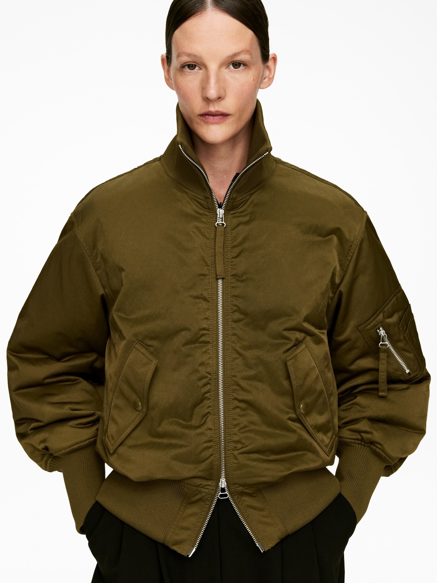 Nylonowa kurtka - Zielony khaki - 5