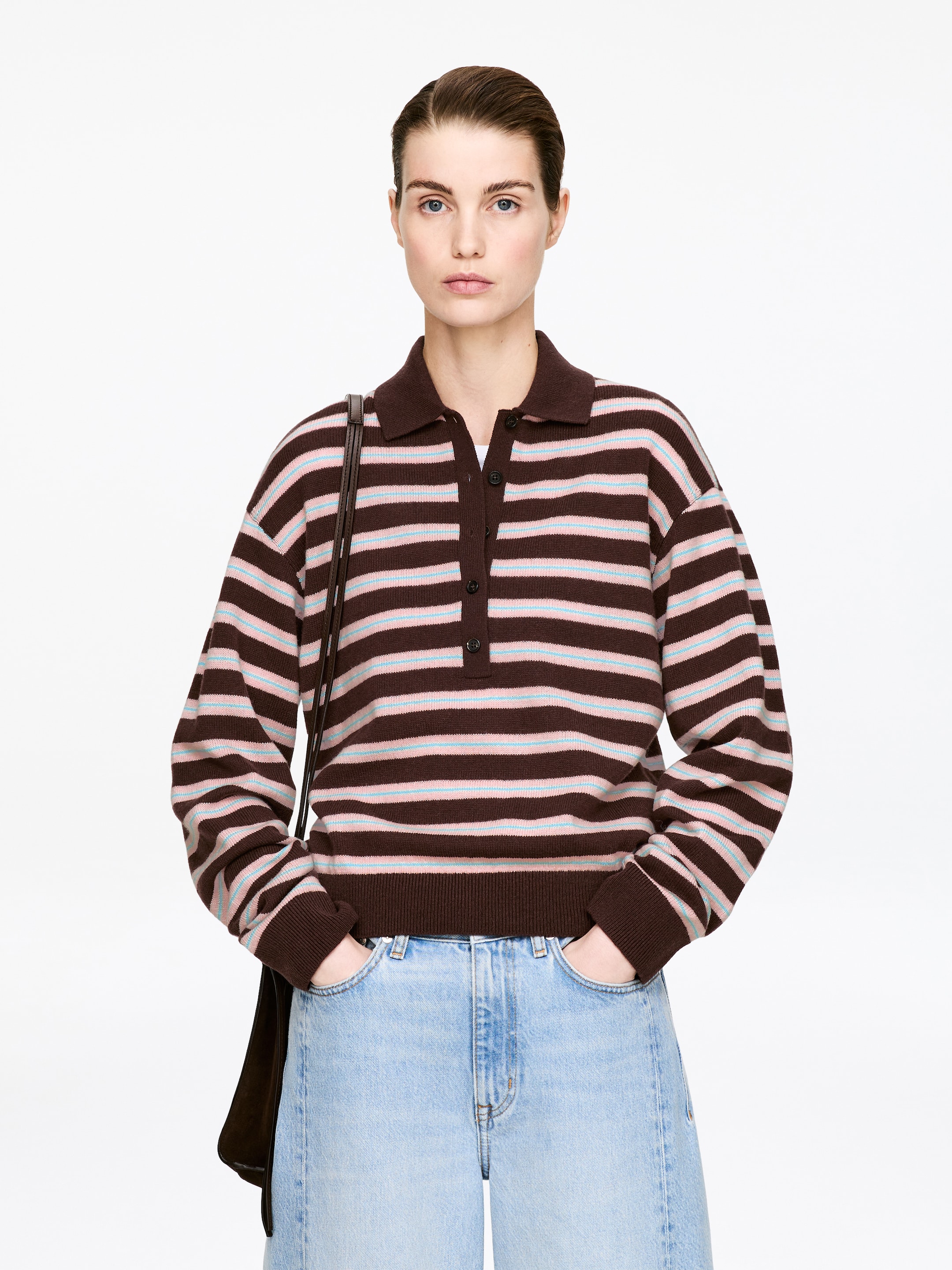 Nagyobb kép megtekintése: Gyapjú póló pulóver - Barna/Szürke/Rózsaszín - NŐI | H&M HU 1