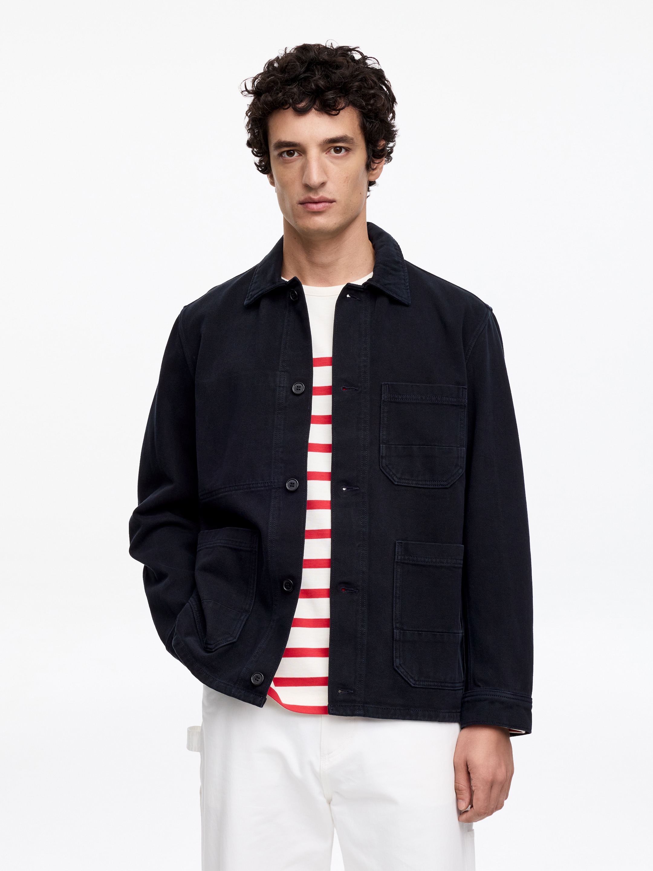 Overdyed Twill Overshirt-#393A45-11355