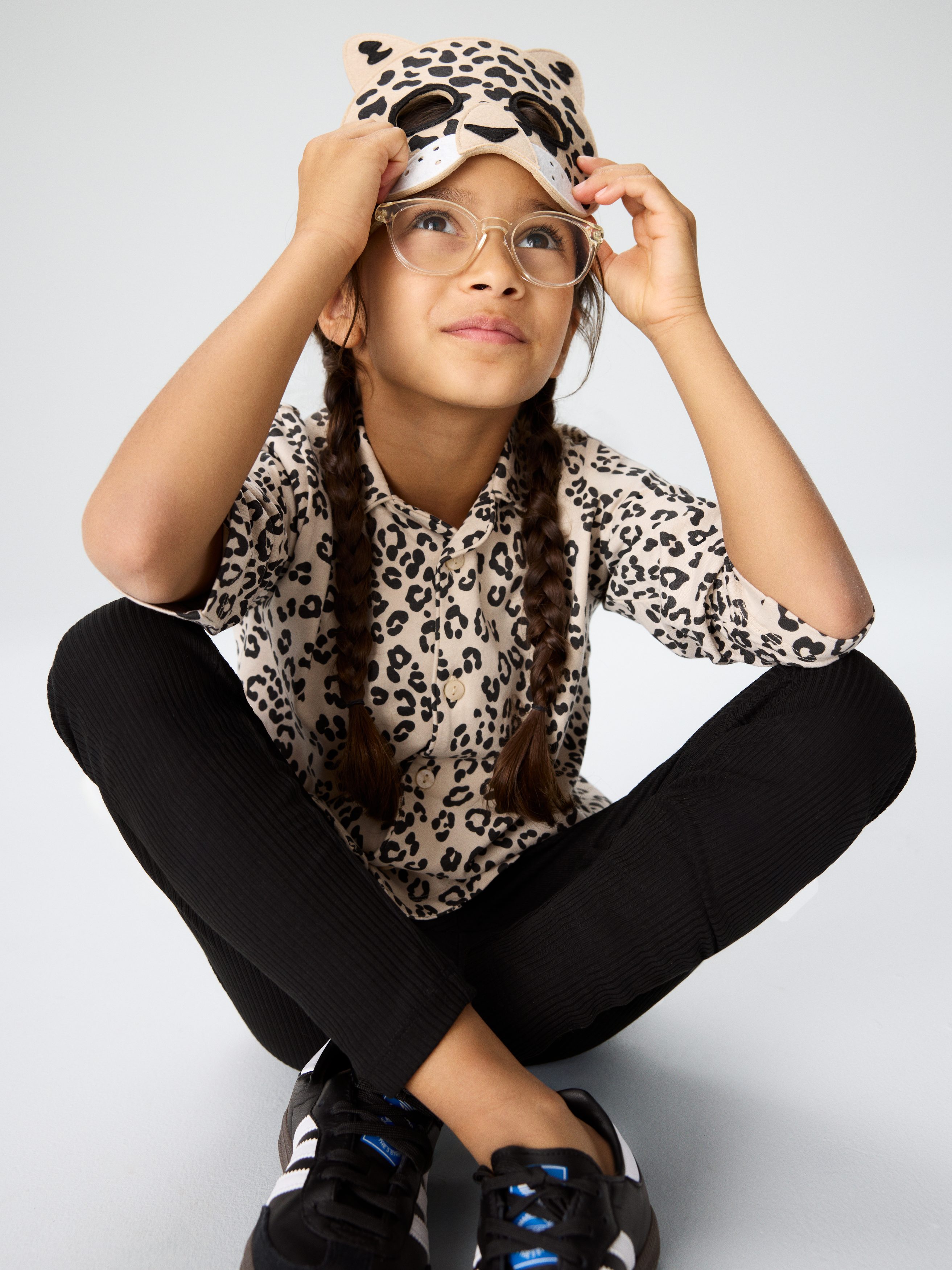 Puuvillainen pyjamasetti - Beige/musta/Liila/punaiset sydämet