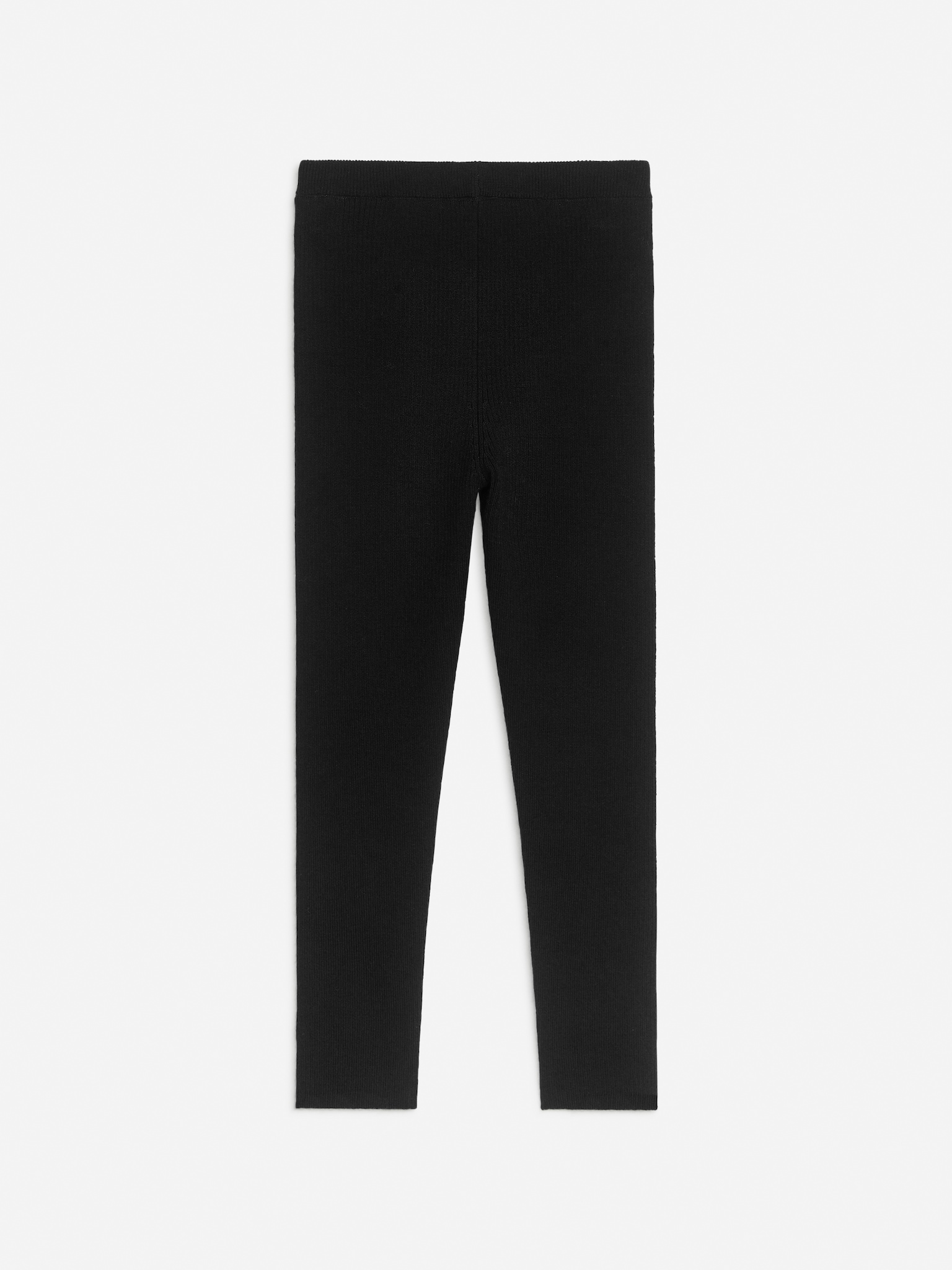 Ribbade leggings i ullblandning - Svart/Grå/Melange - 2