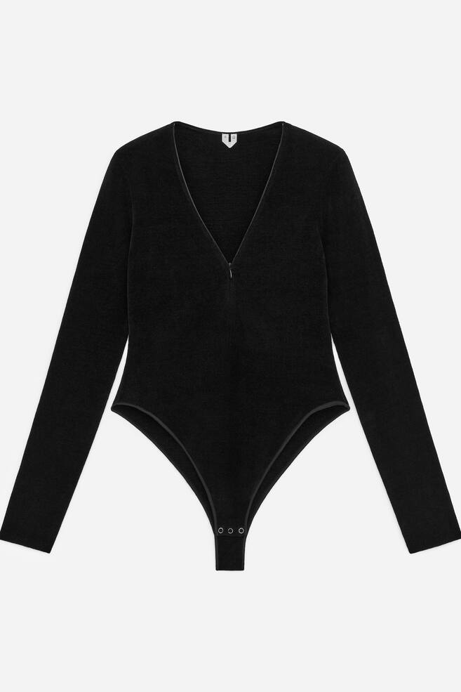 Velvet Bodysuit - Black - 1